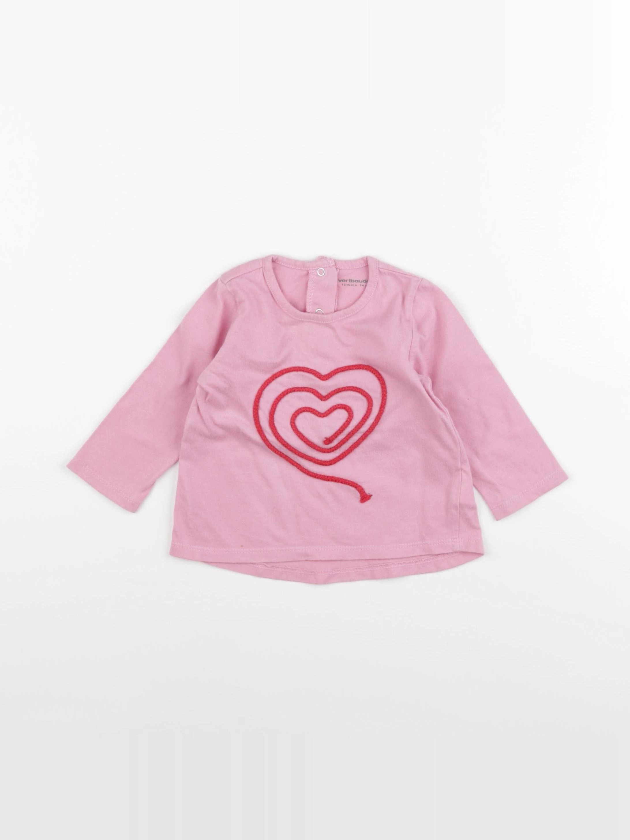 Vertbaudet - tee-shirt rose - 12 mois
