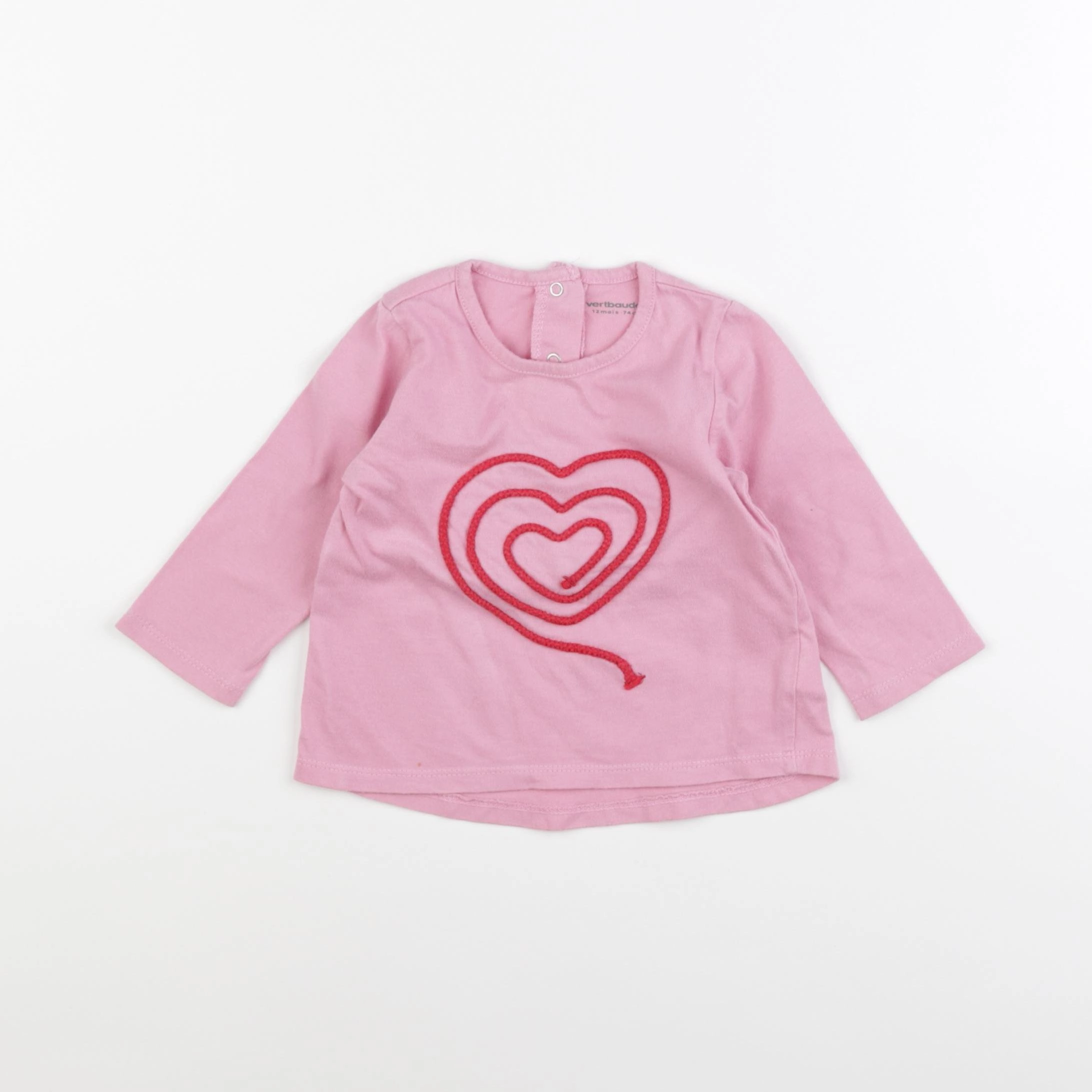 Vertbaudet - tee-shirt rose - 12 mois