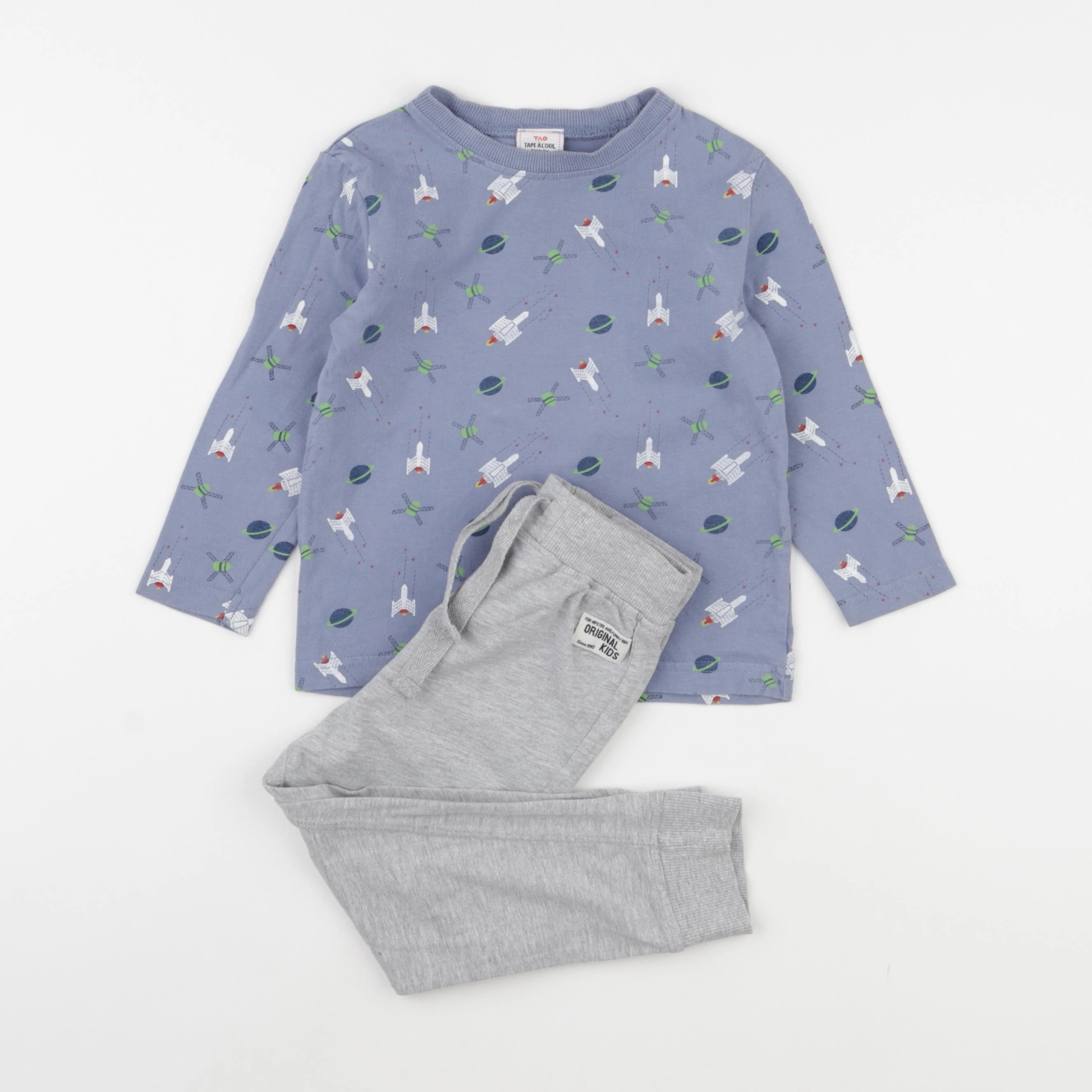 Tape à l'oeil - pyjama coton bleu, gris - 3 ans