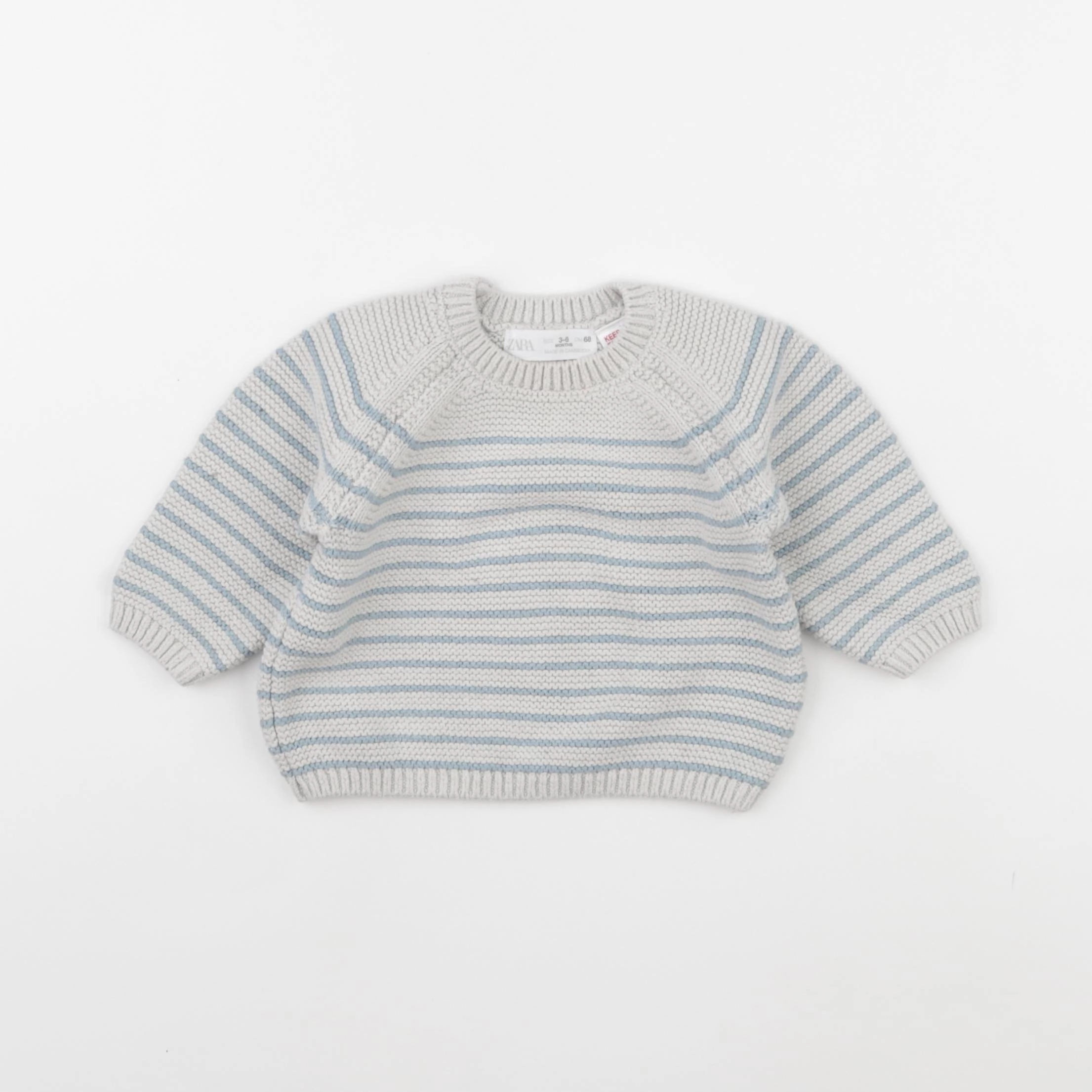 Zara - pull bleu, gris - 3/6 mois