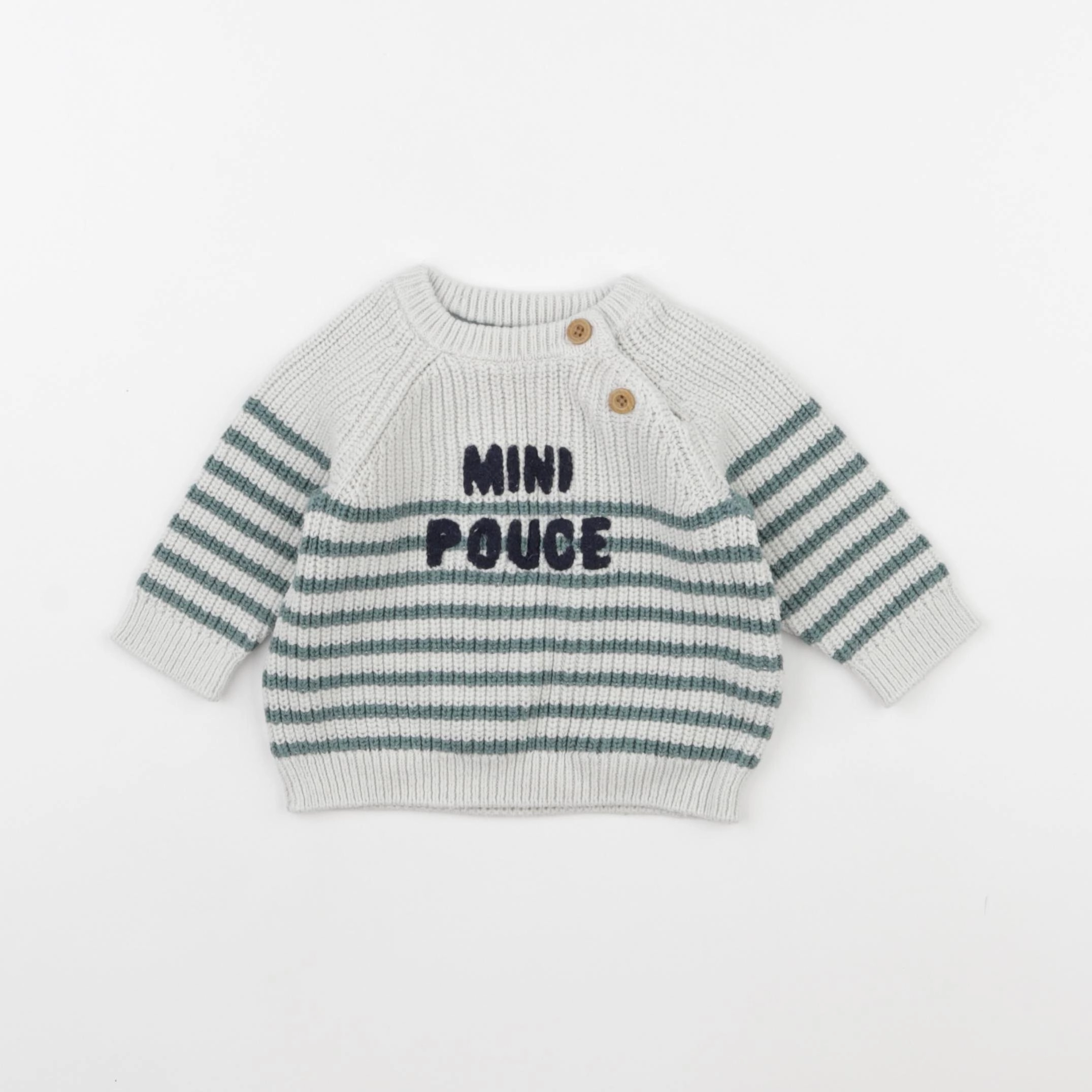 Tape à l'oeil - pull gris, vert - 3 mois