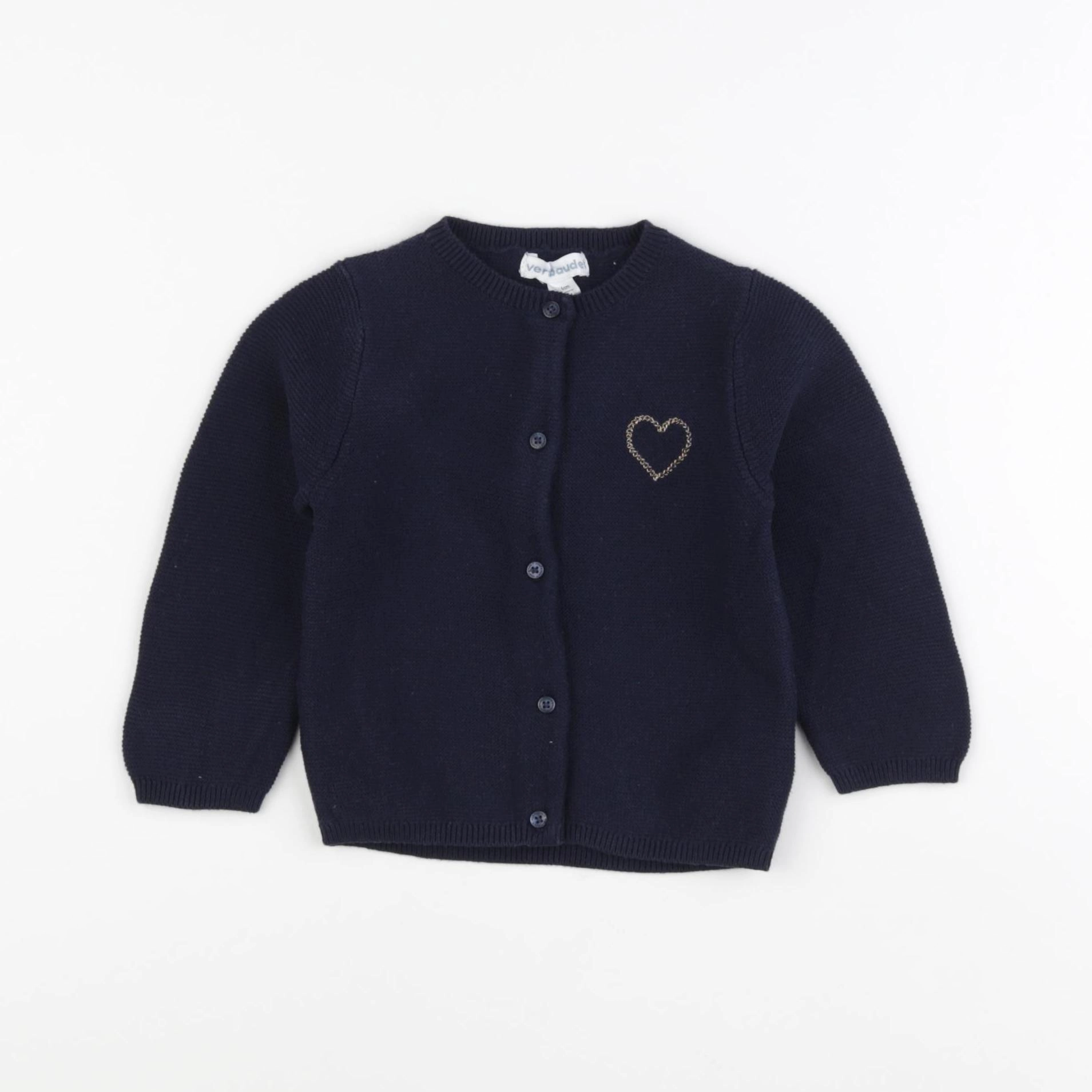 Vertbaudet - gilet bleu, or - 12 mois