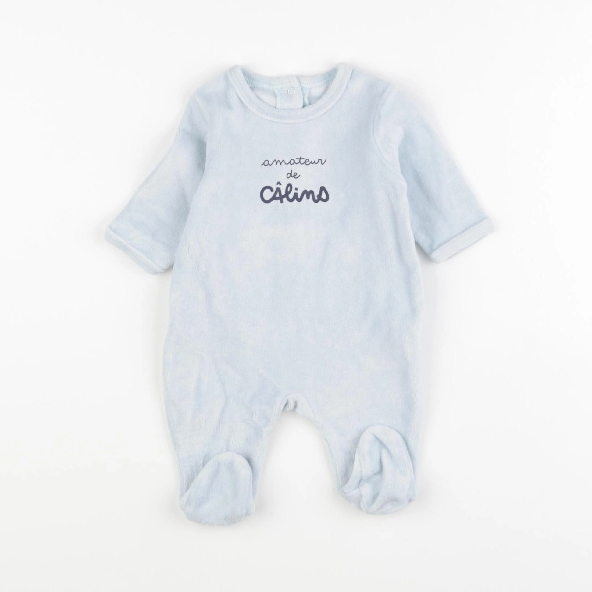 Vertbaudet - pyjama velours bleu - 1 mois
