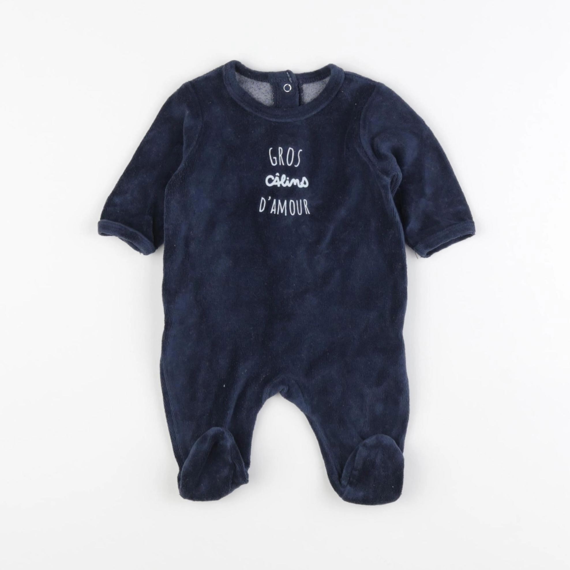 Vertbaudet - pyjama velours bleu - 1 mois