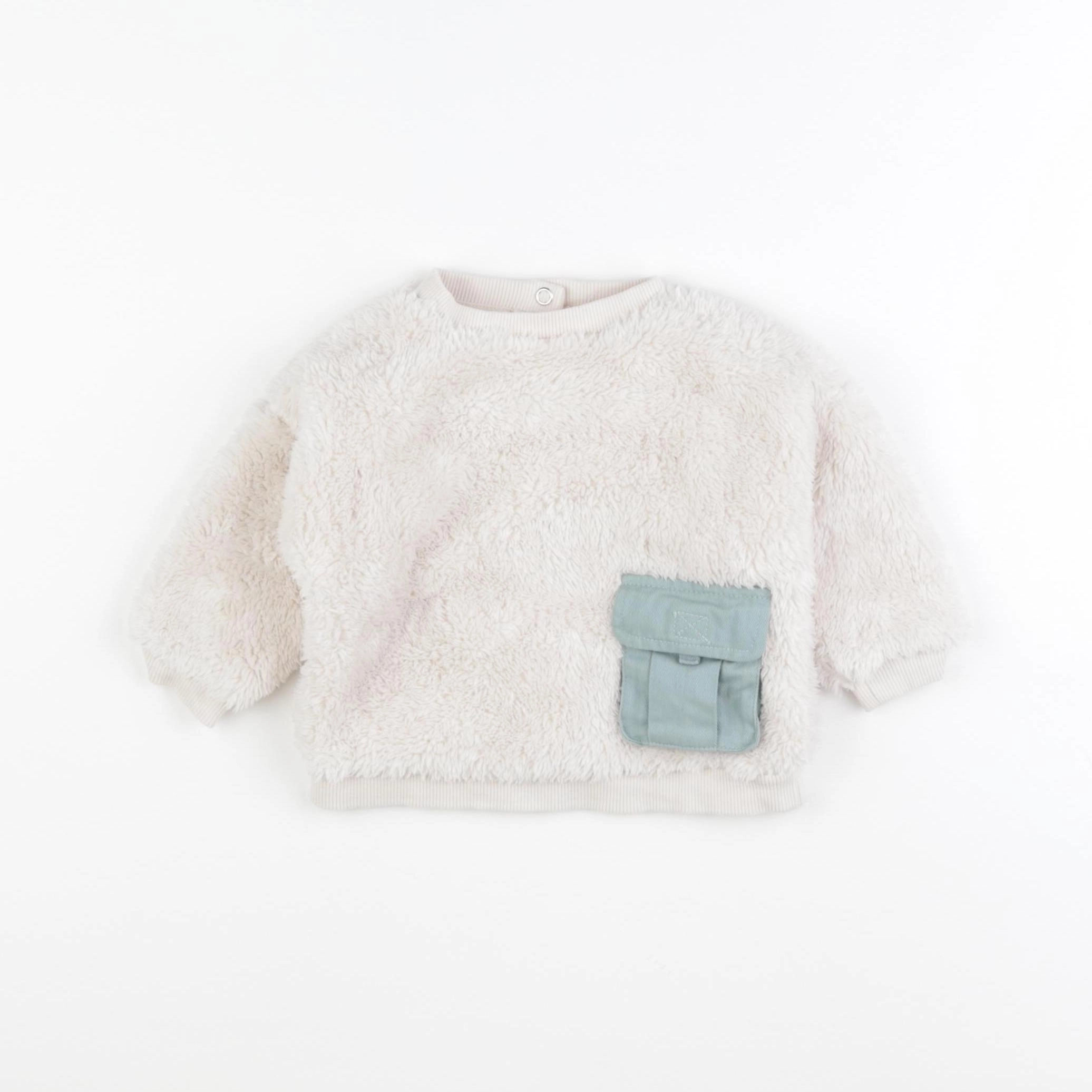 Vertbaudet - pull beige, vert - 6 mois