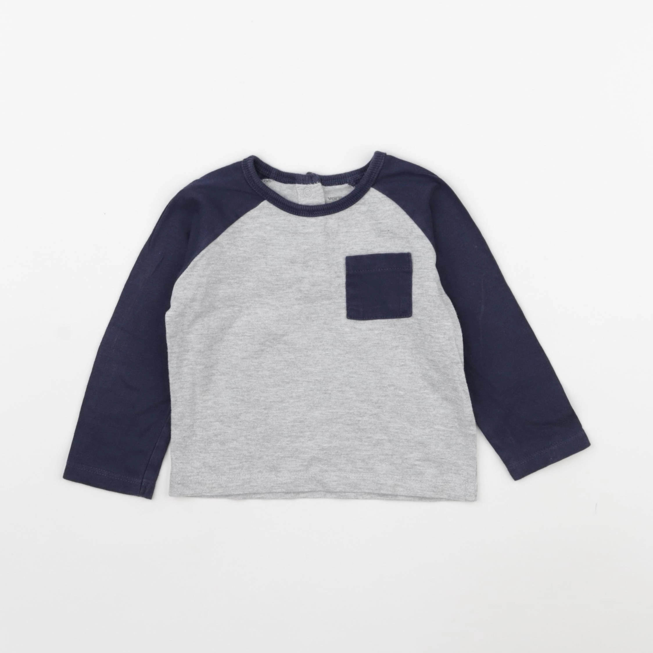 Vertbaudet - tee-shirt bleu, gris - 12 mois
