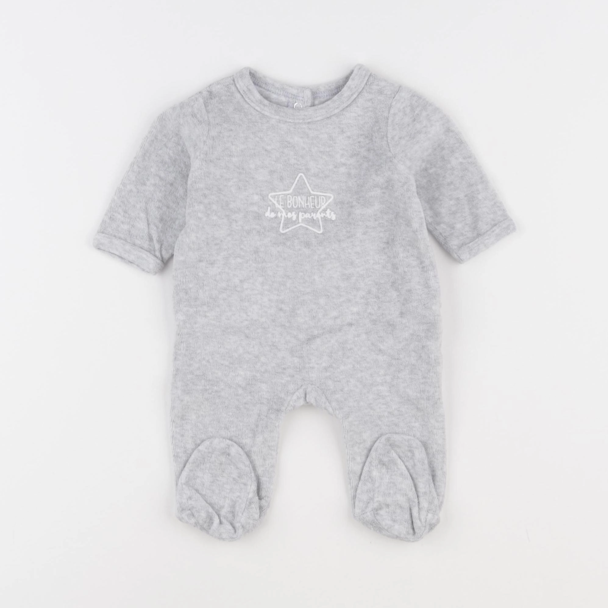 Vertbaudet - pyjama velours gris - 1 mois