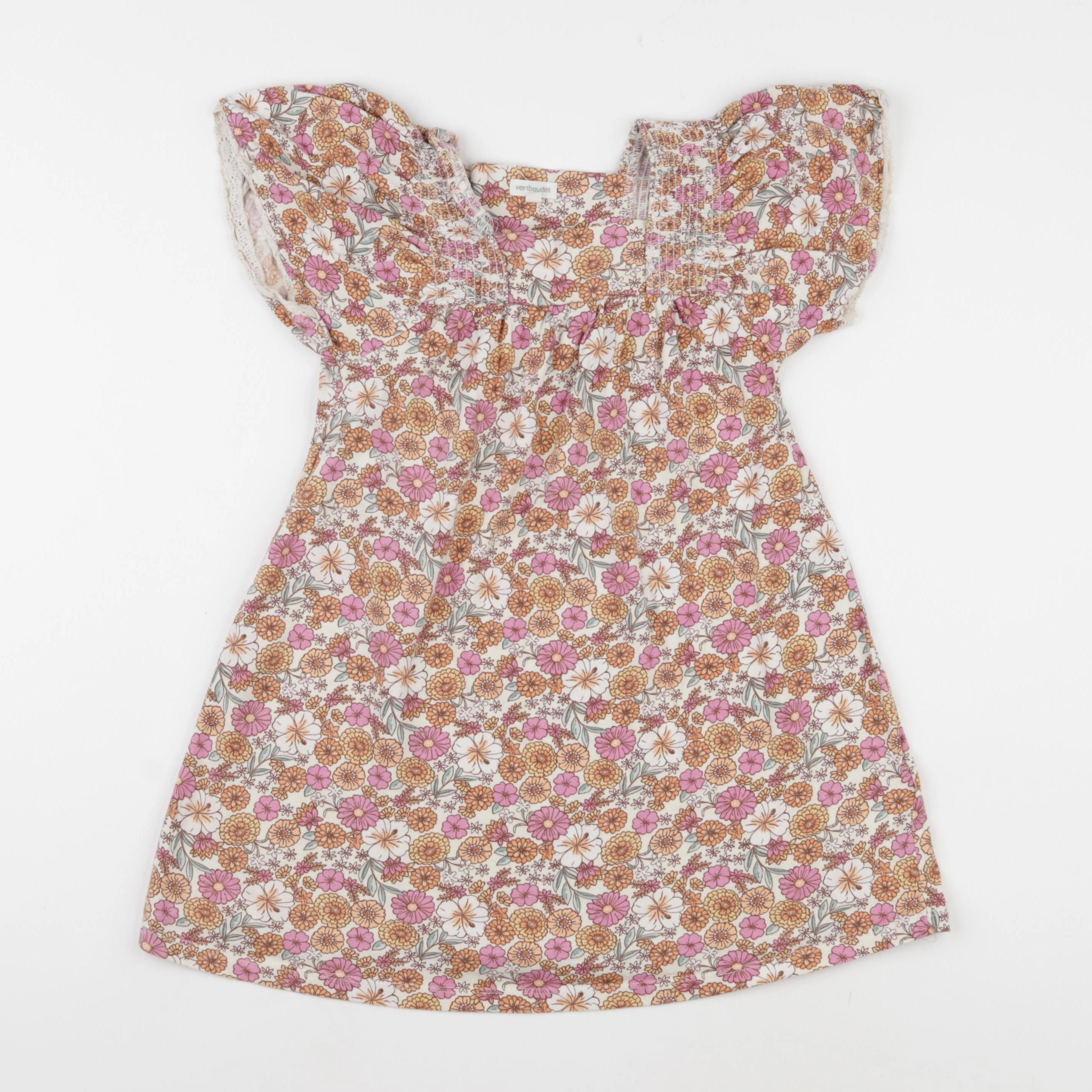 Vertbaudet - robe orange, rose - 6 ans