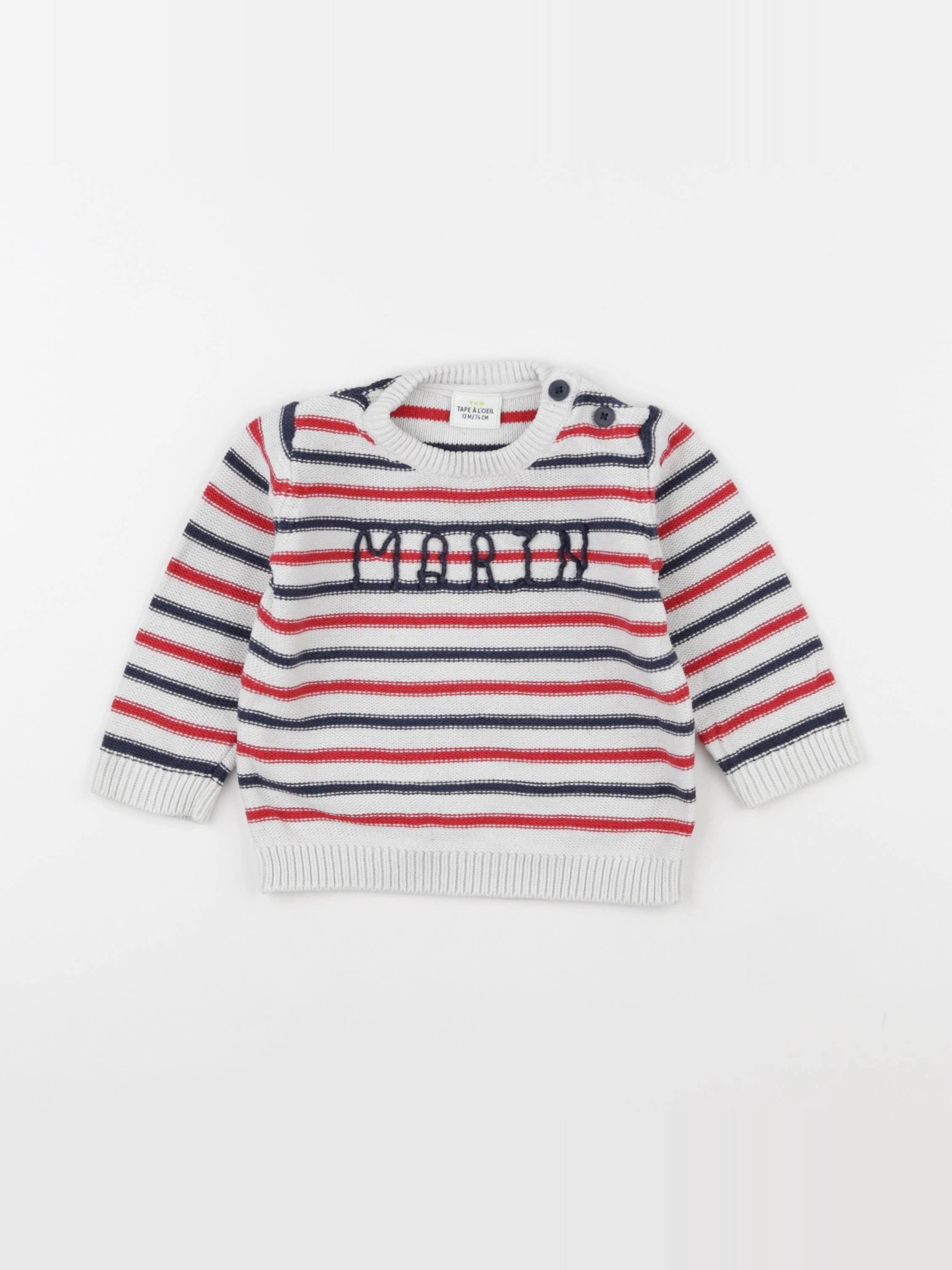 Tape à l'oeil - pull blanc, rouge - 12 mois