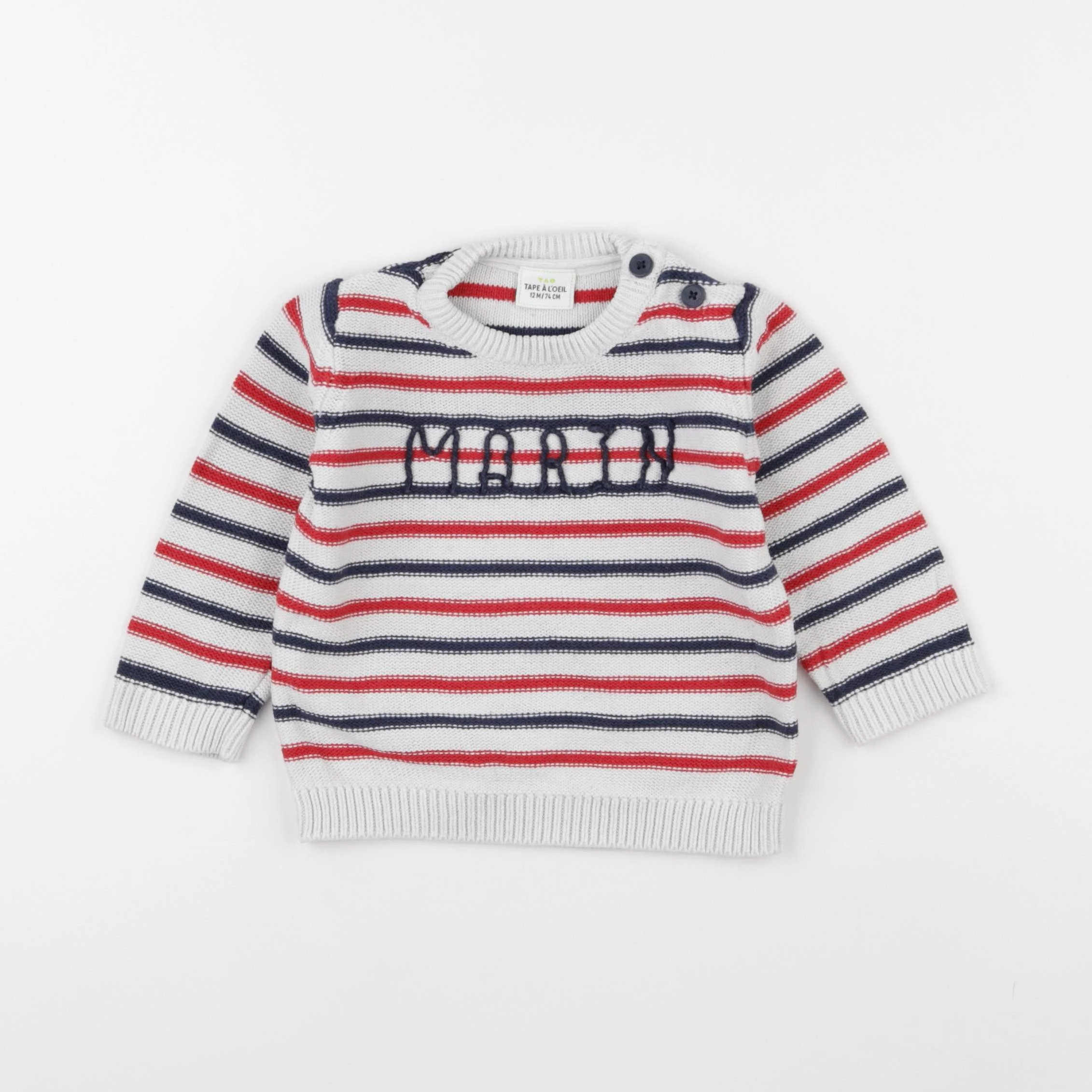 Tape à l'oeil - pull blanc, rouge - 12 mois