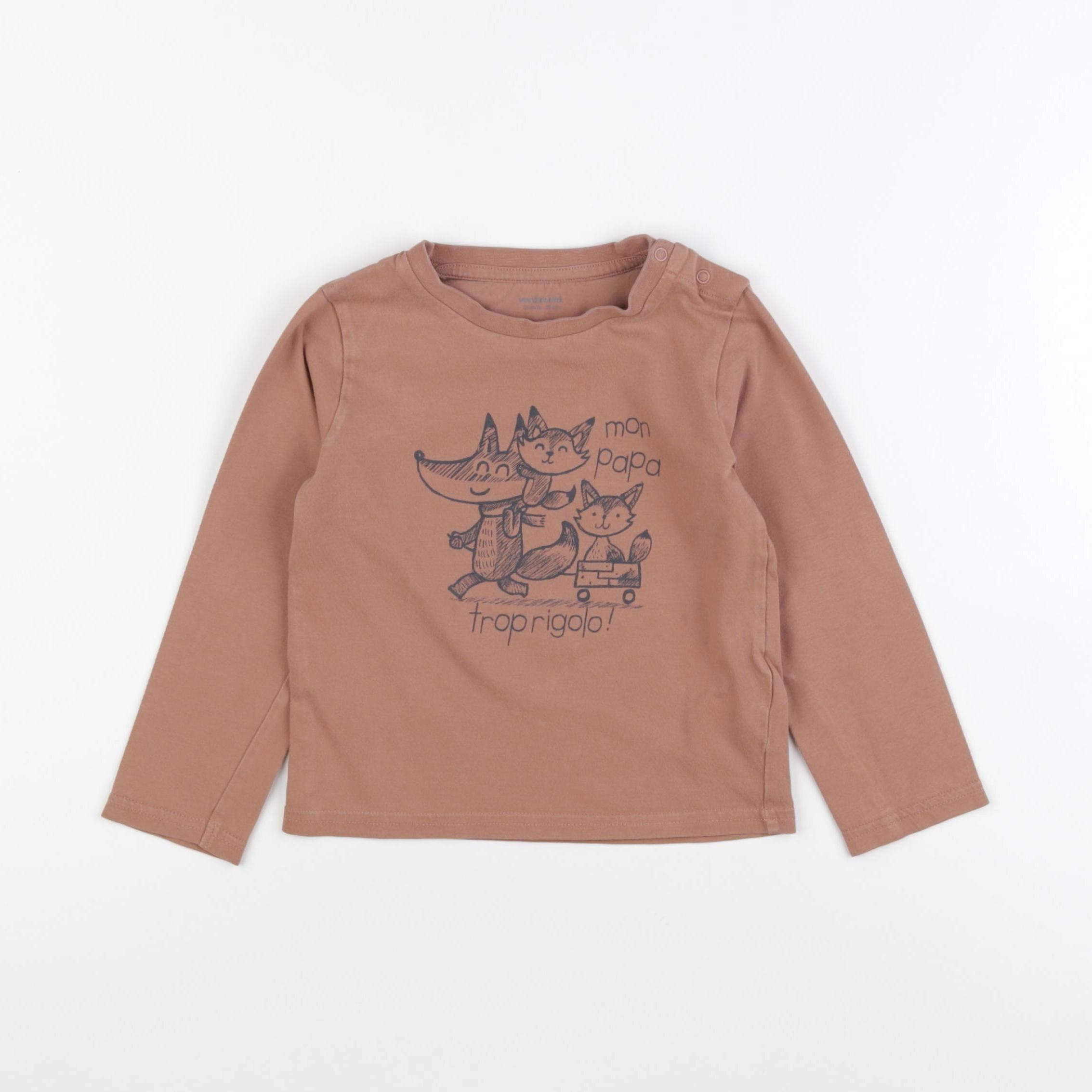 Vertbaudet - tee-shirt marron - 36 mois