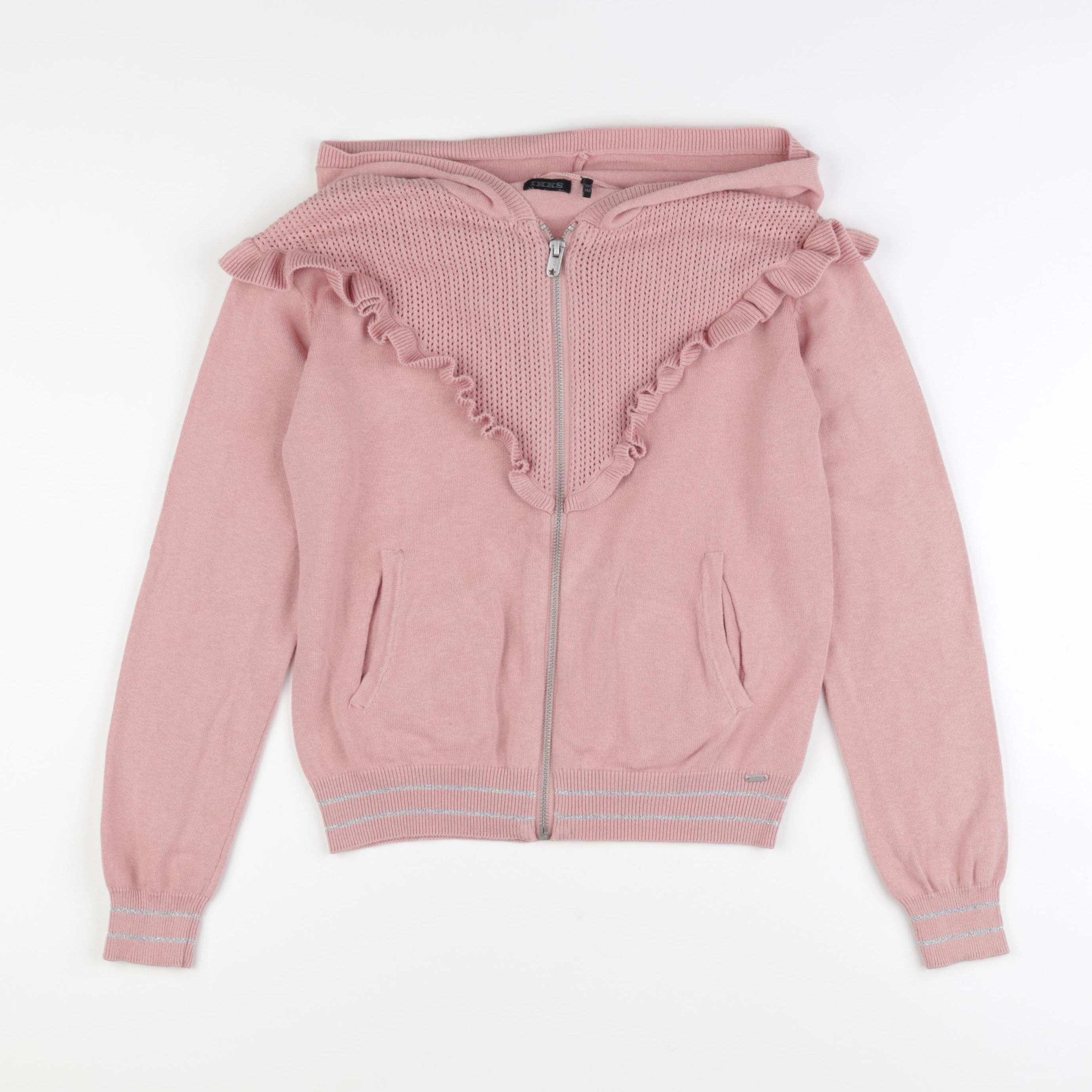 IKKS - pull ajouré rose - 10 ans