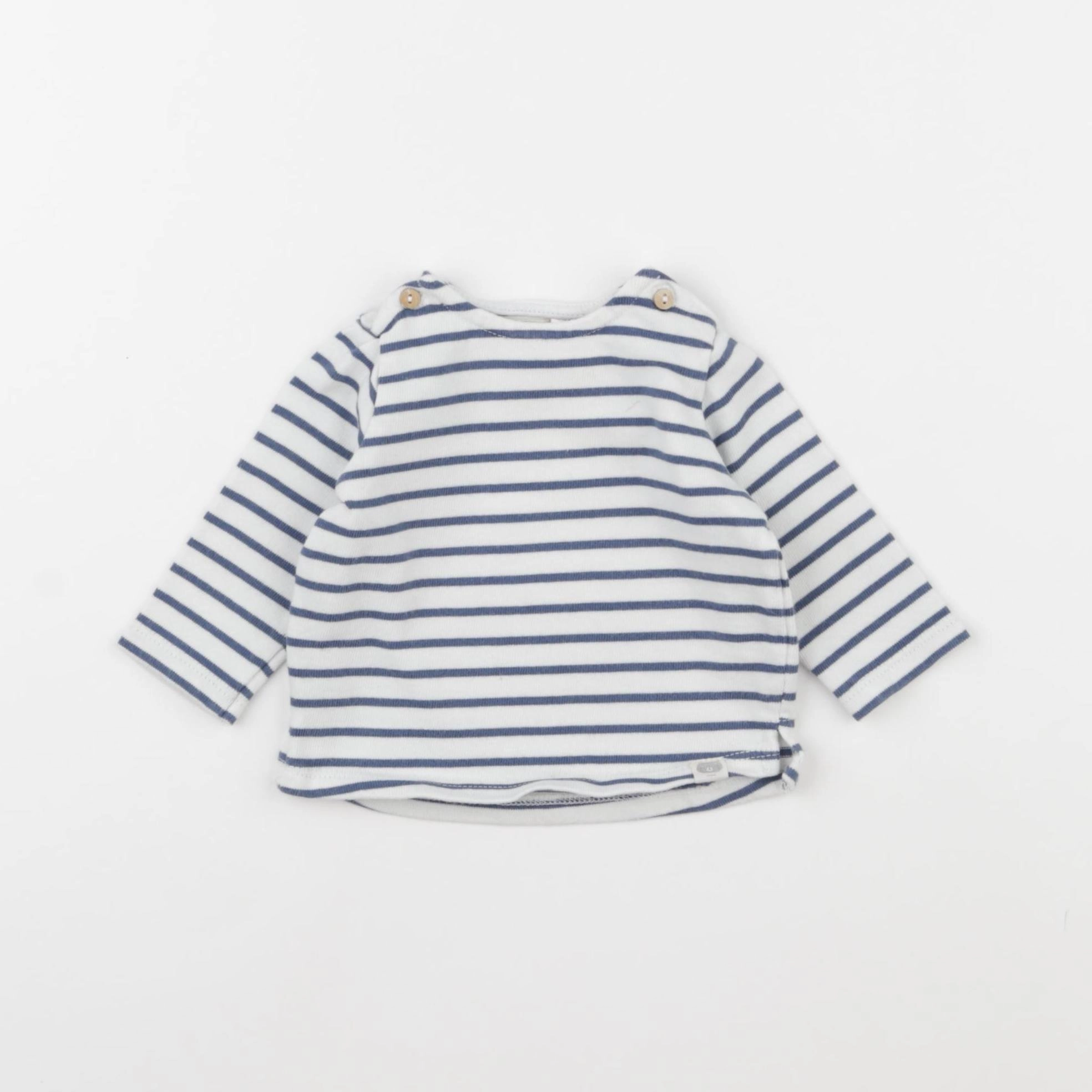 Zara - tee-shirt beige, bleu - 1/3 mois