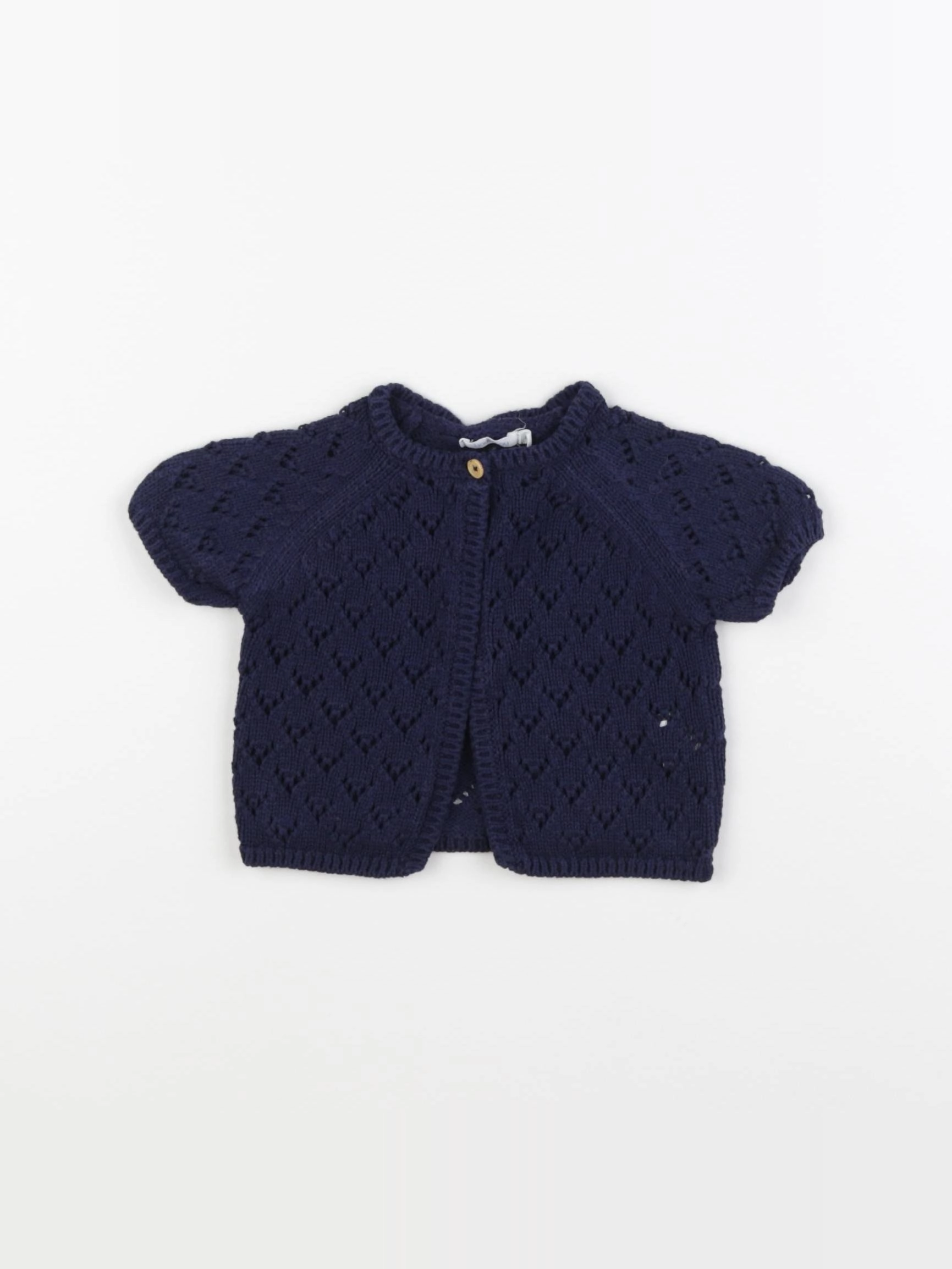 Boutchou - gilet ajouré bleu - 6 mois