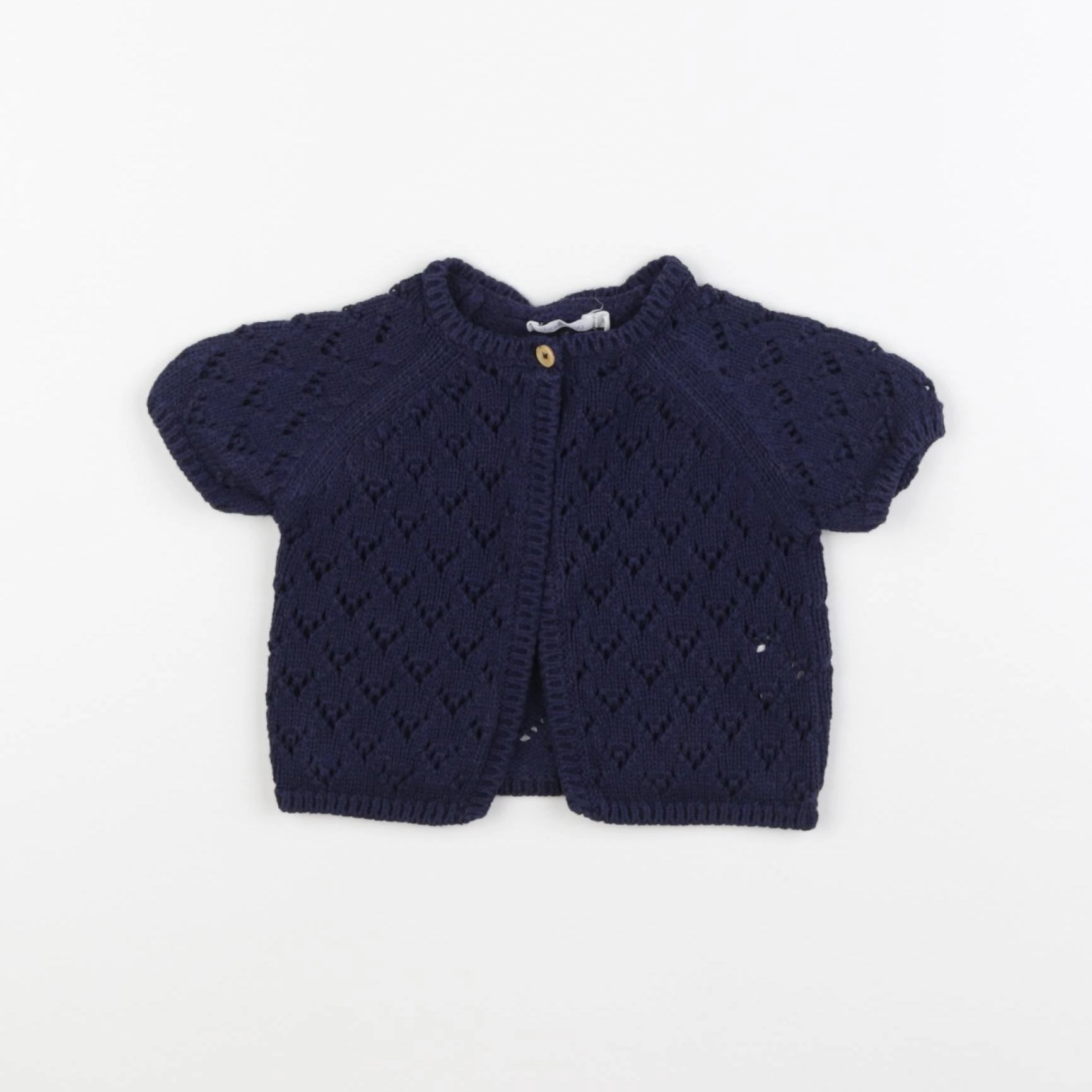 Boutchou - gilet ajouré bleu - 6 mois