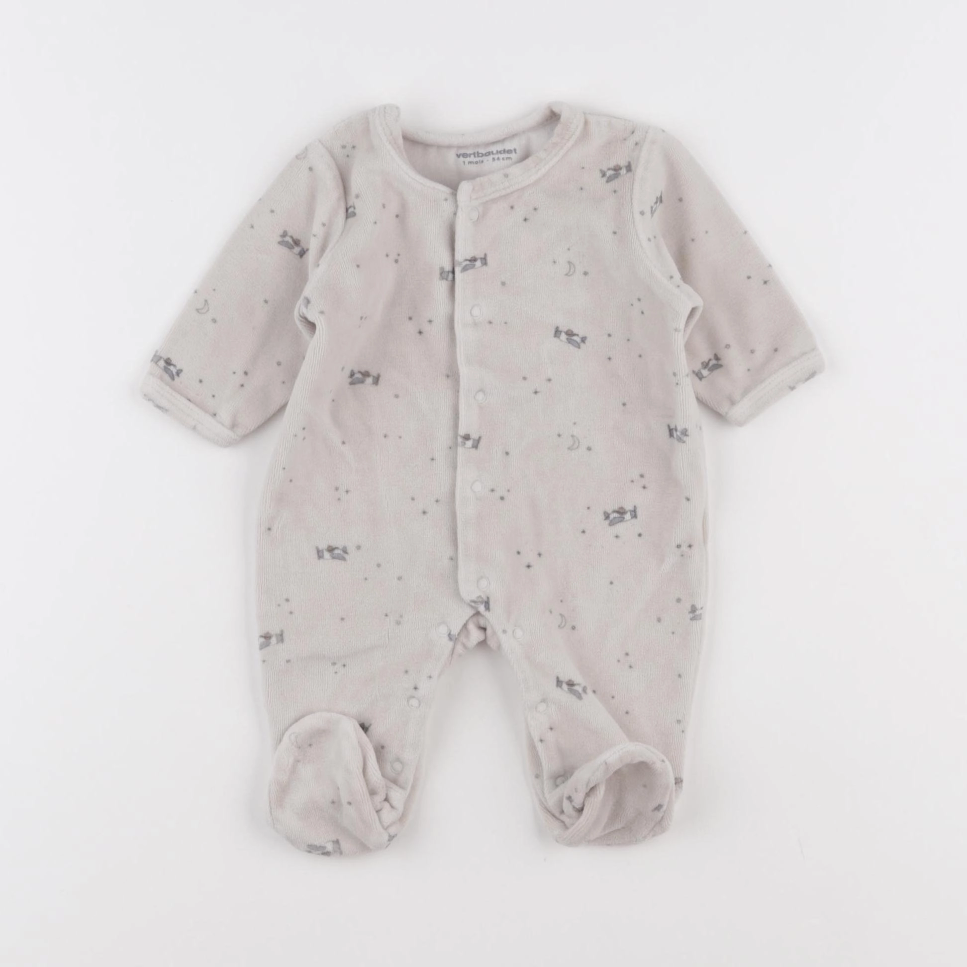 Vertbaudet - pyjama velours beige - 1 mois