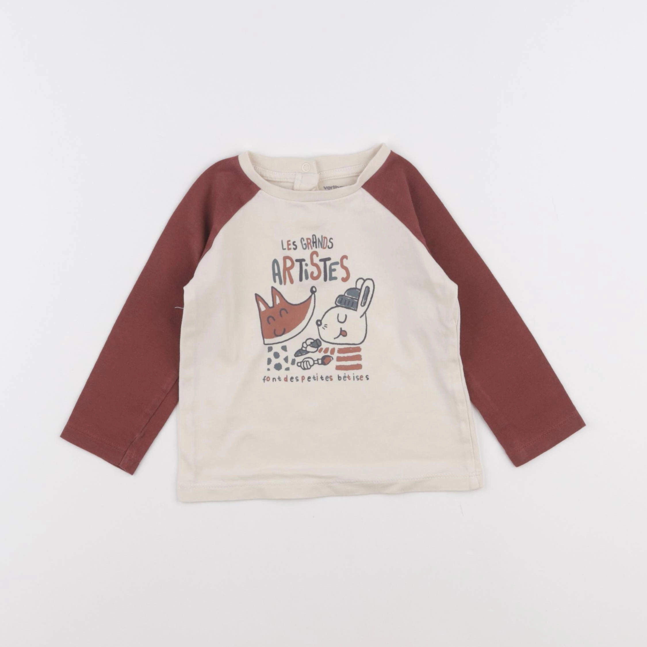 Vertbaudet - tee-shirt beige - 12 mois