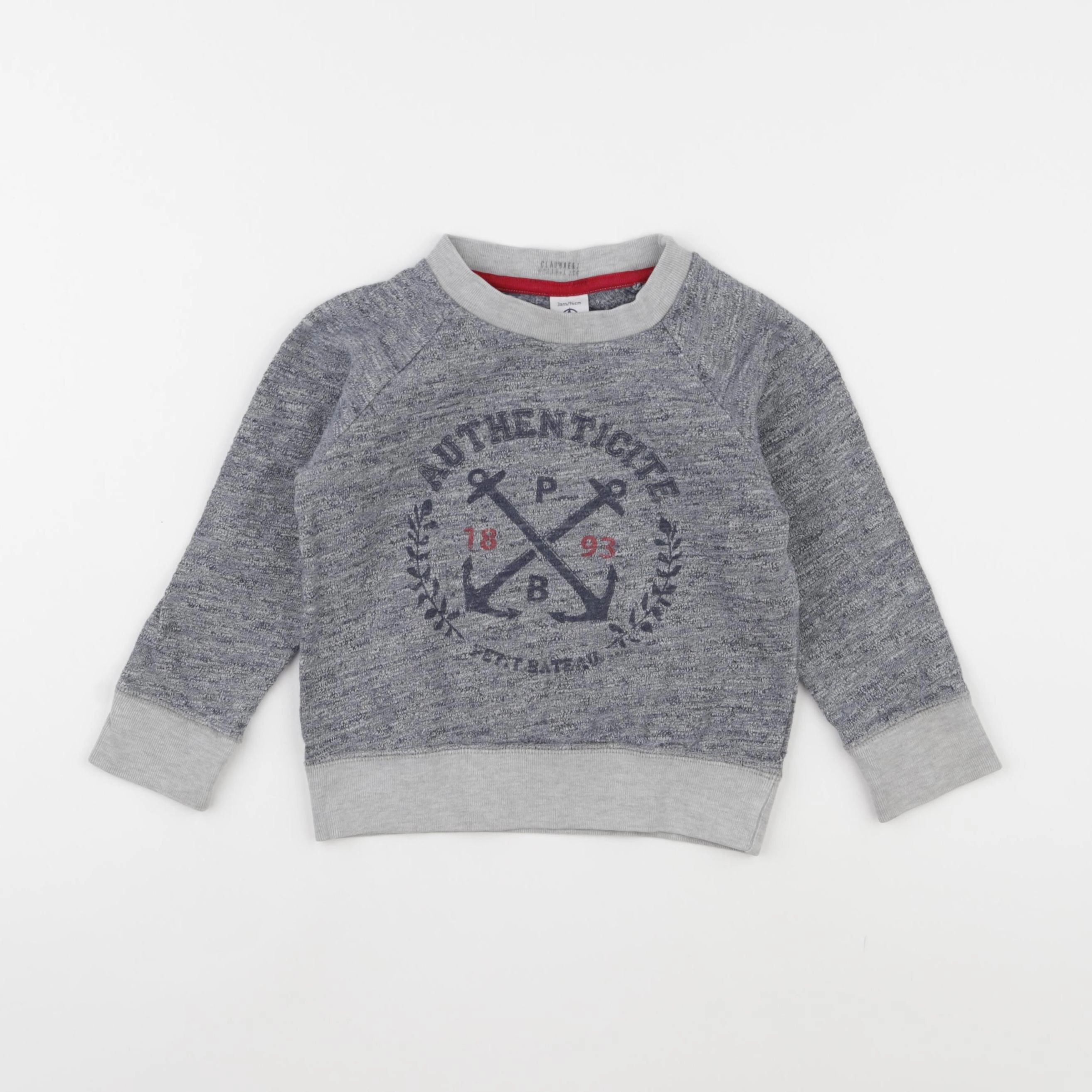 Petit Bateau - sweat bleu - 3 ans