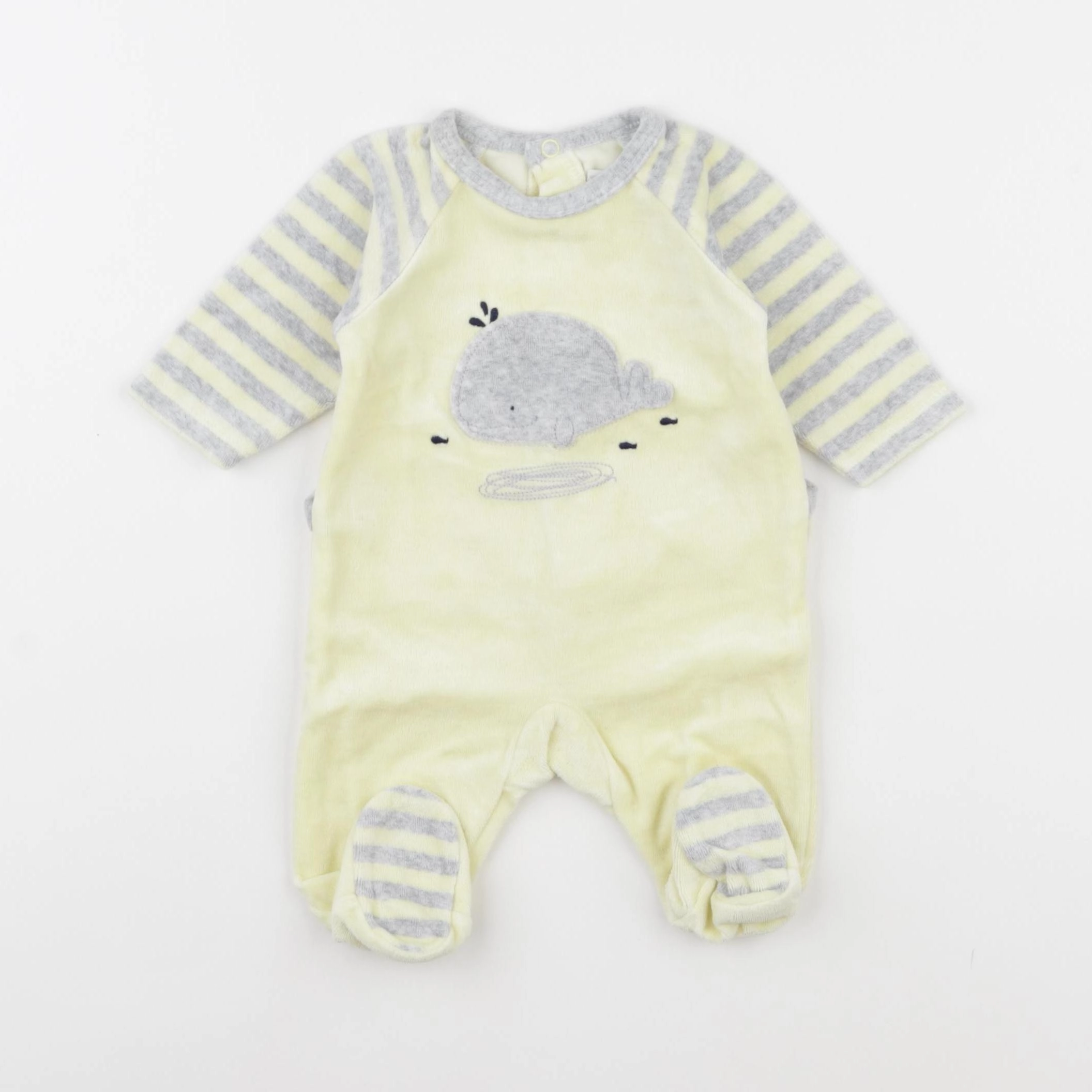 Natalys - pyjama velours jaune, gris - 1 mois