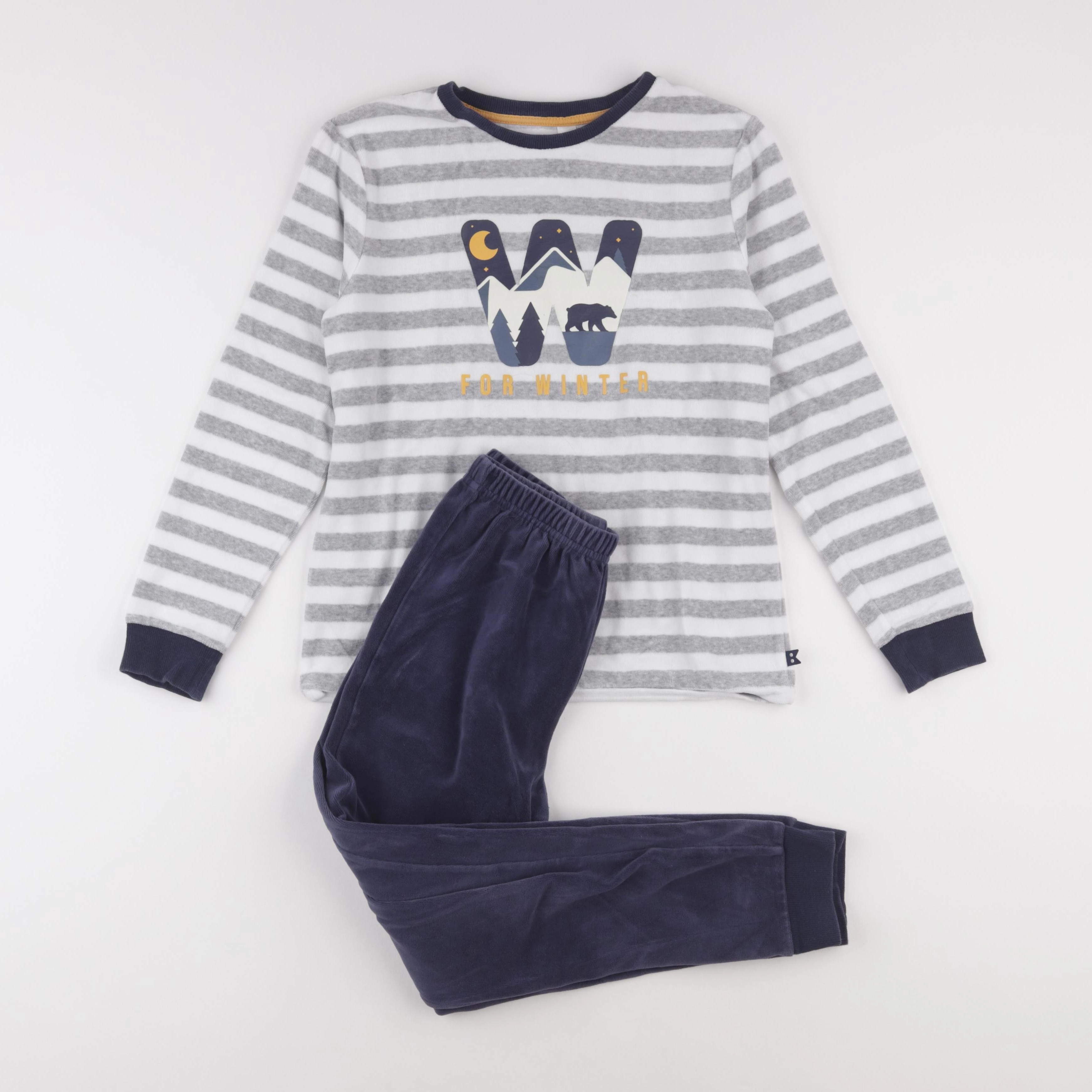 Okaidi - pyjama velours bleu - 10 ans