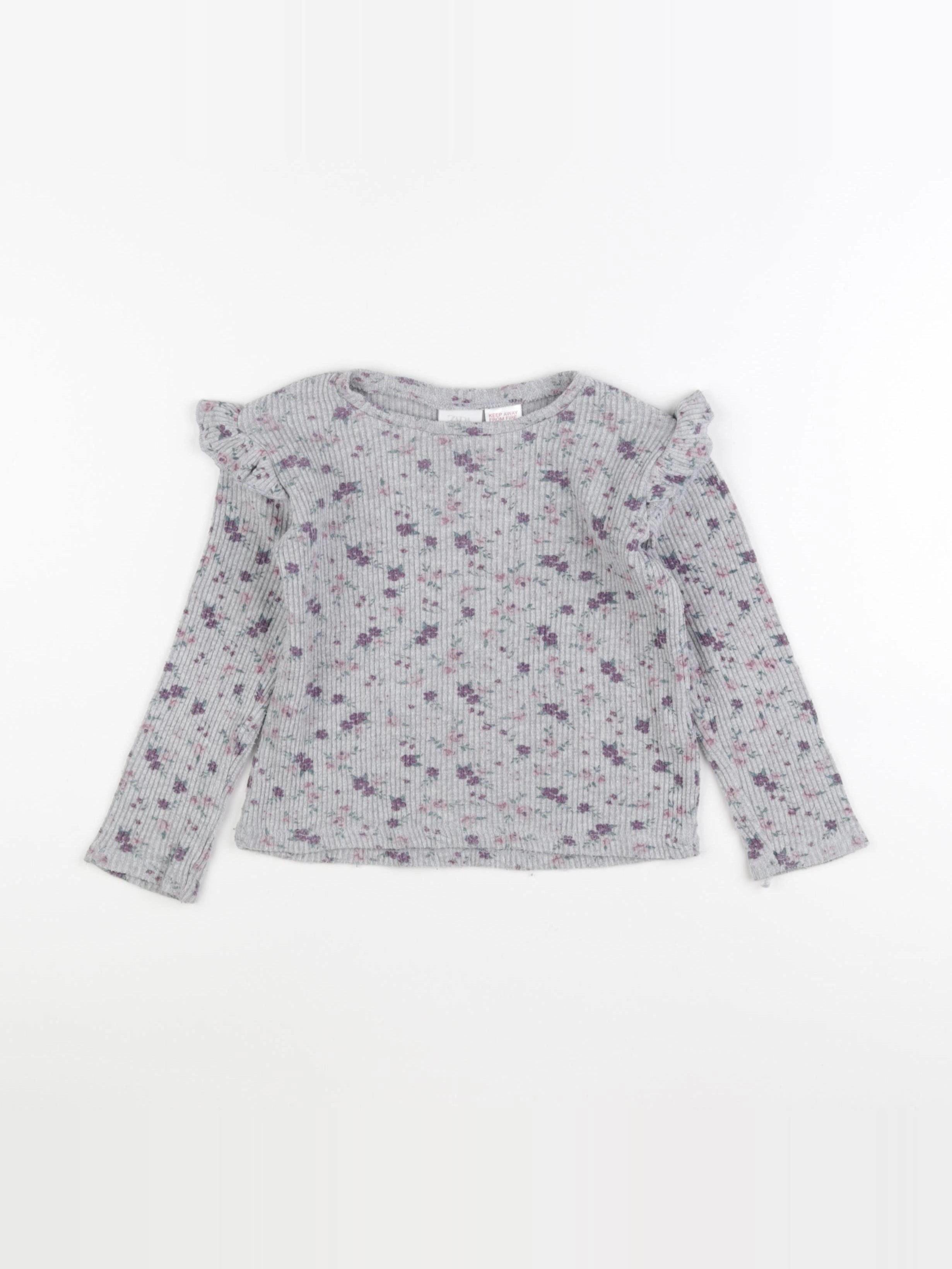 Zara - tee-shirt gris, violet - 3/4 ans