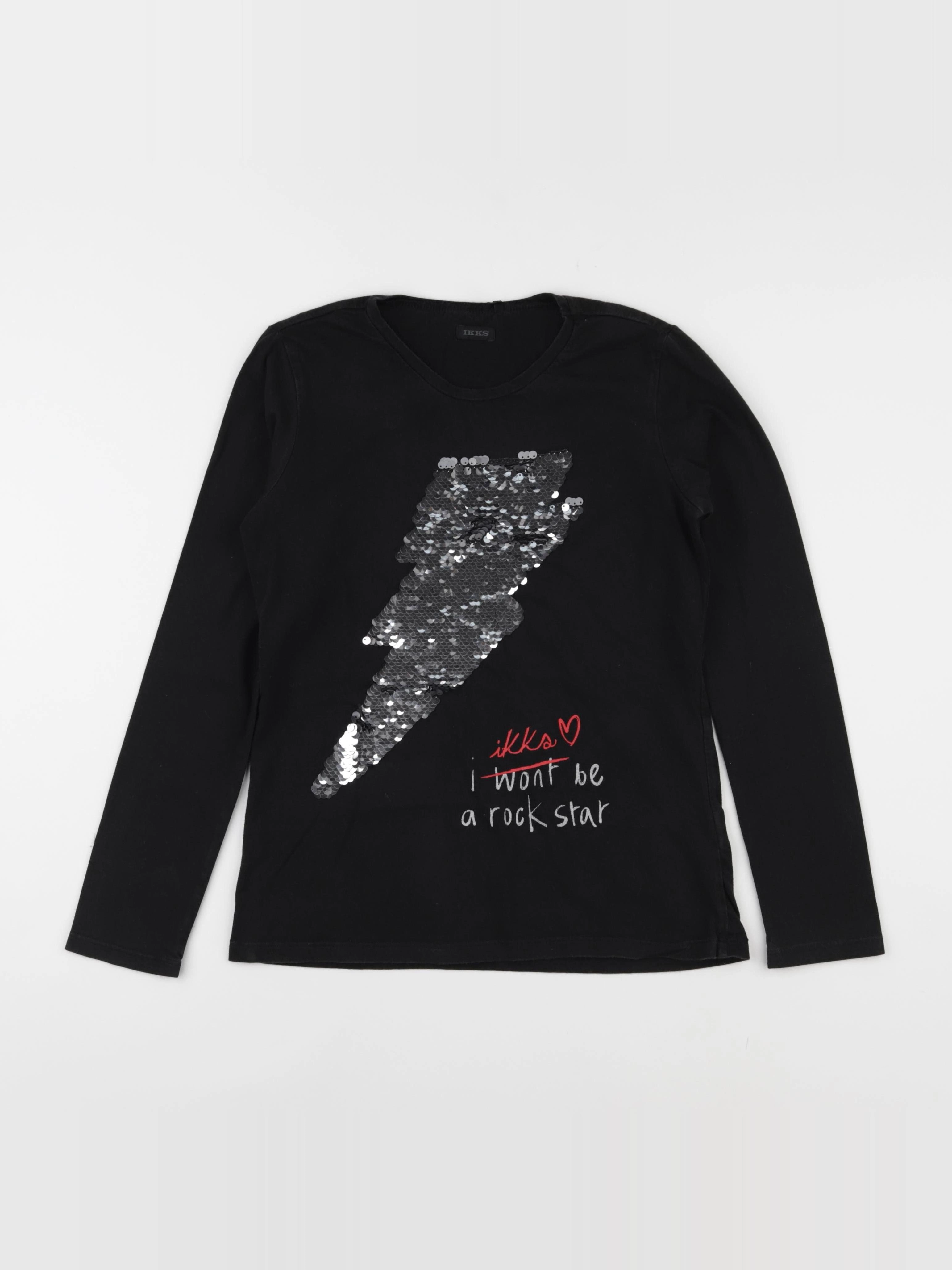 IKKS - tee-shirt noir, argent - 12 ans