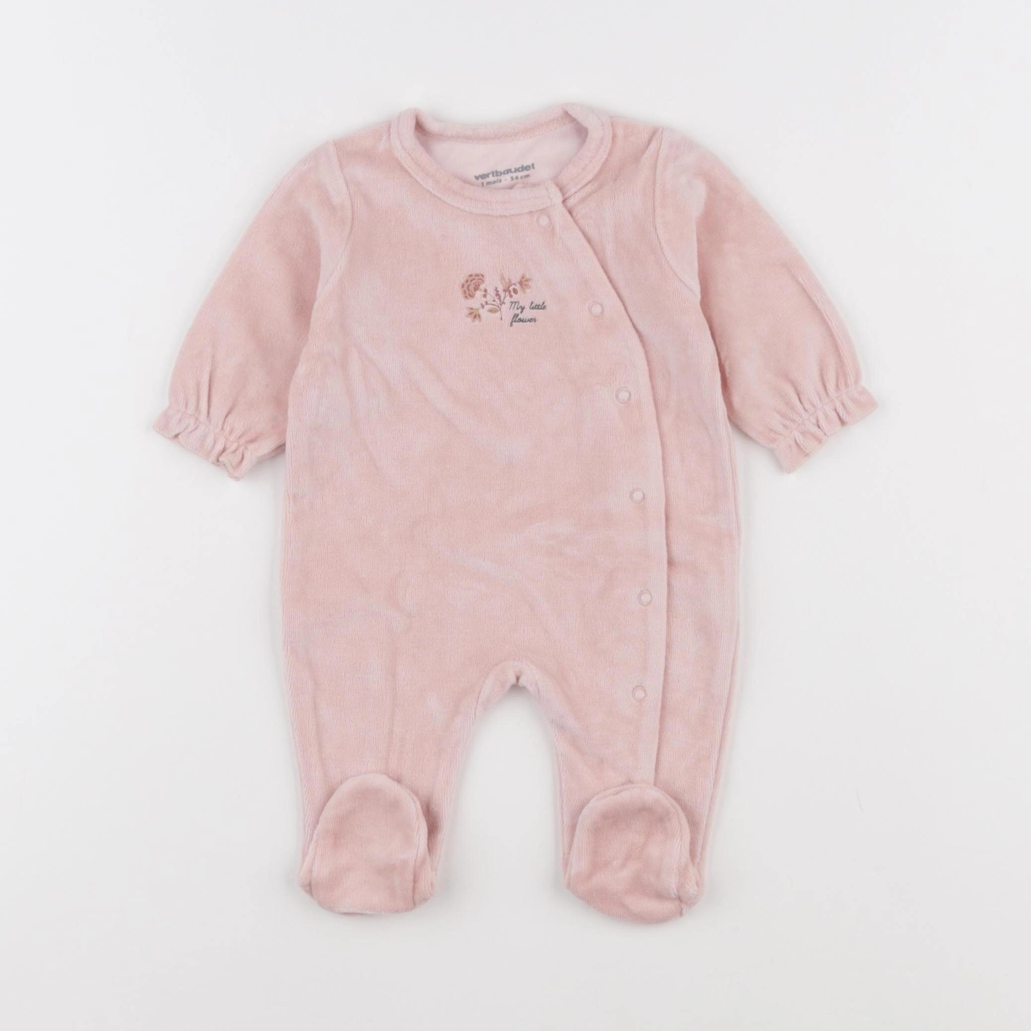 Vertbaudet - pyjama velours rose - 1 mois