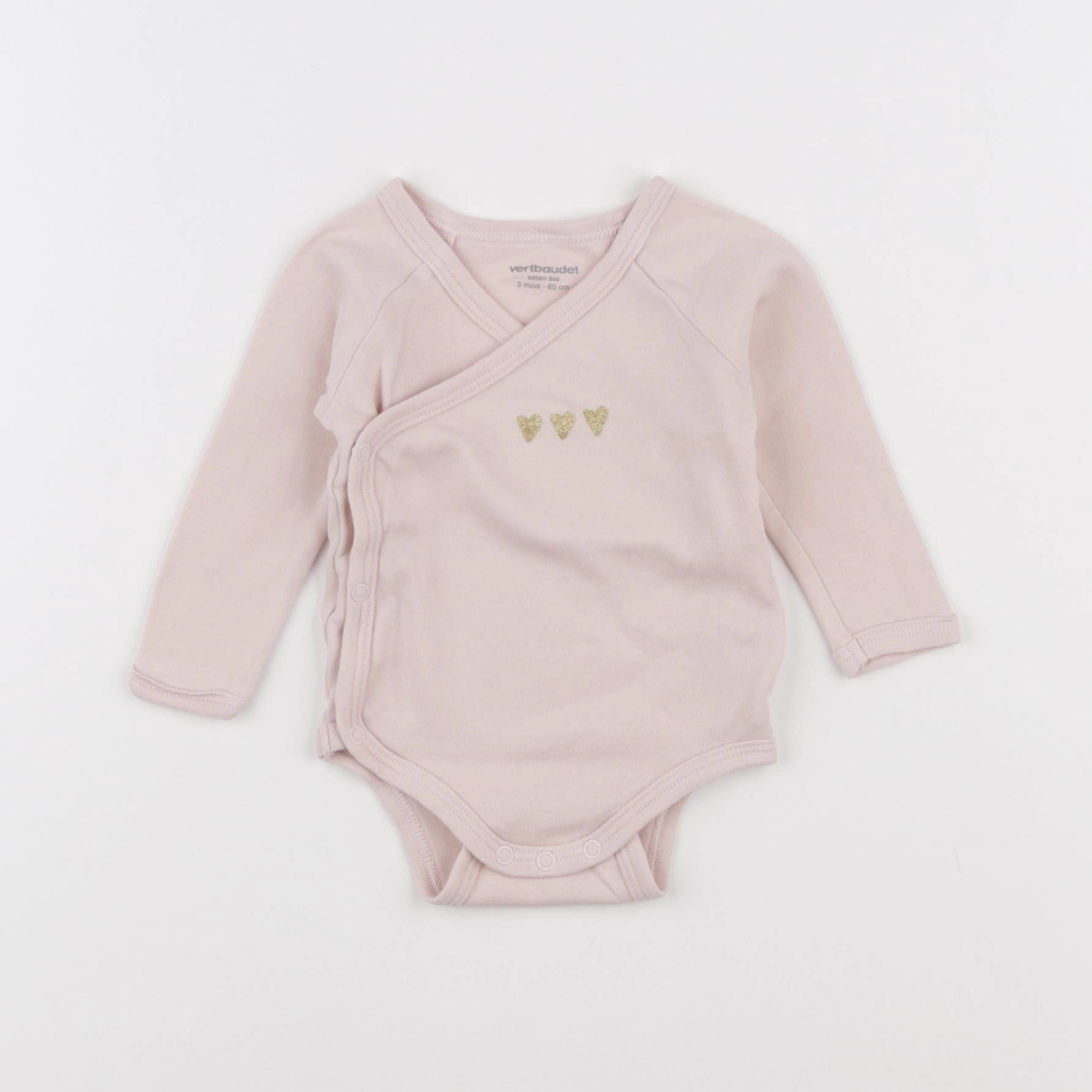 Vertbaudet - body or, rose - 3 mois
