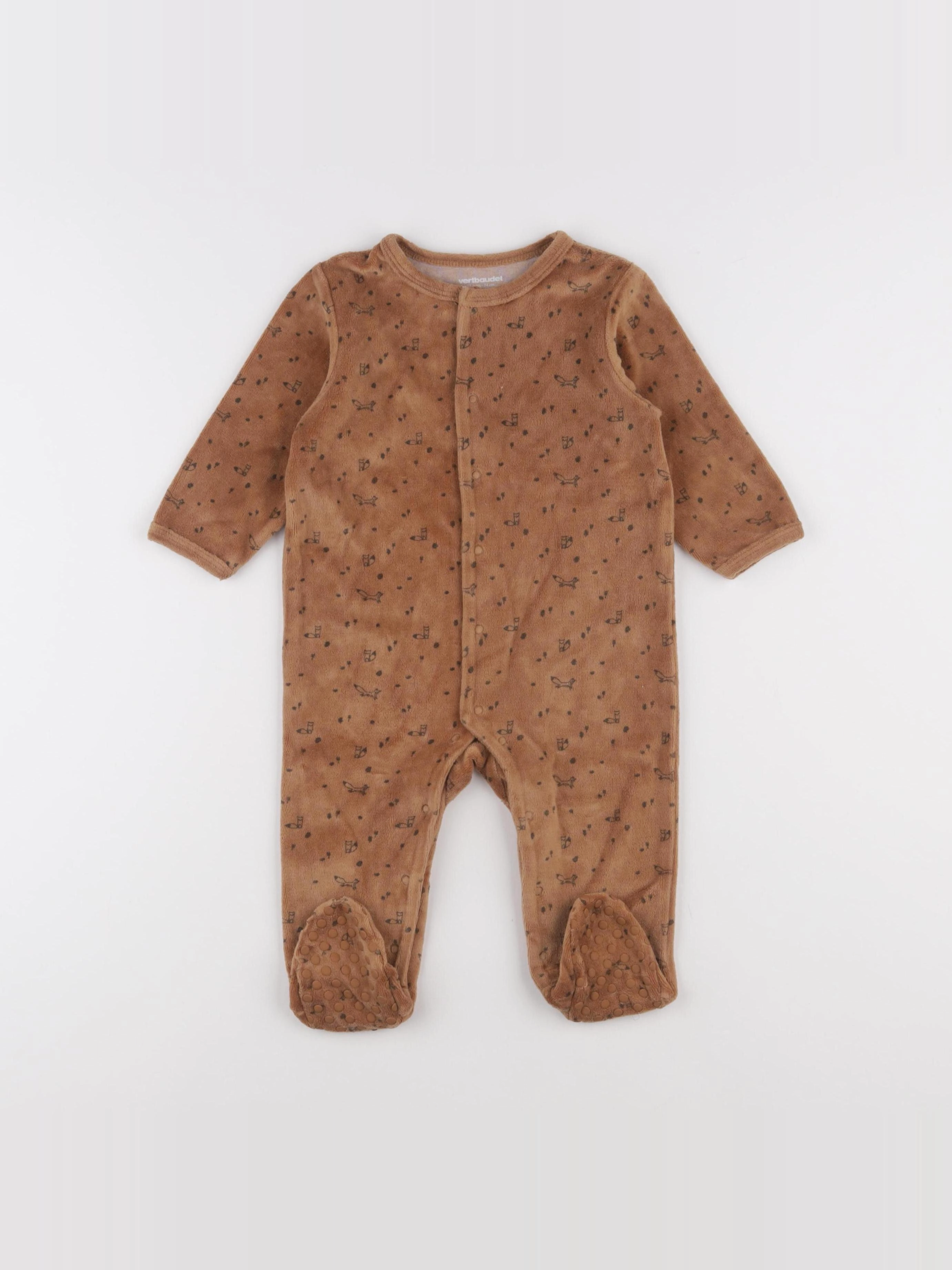 Vertbaudet - pyjama velours marron - 12 mois