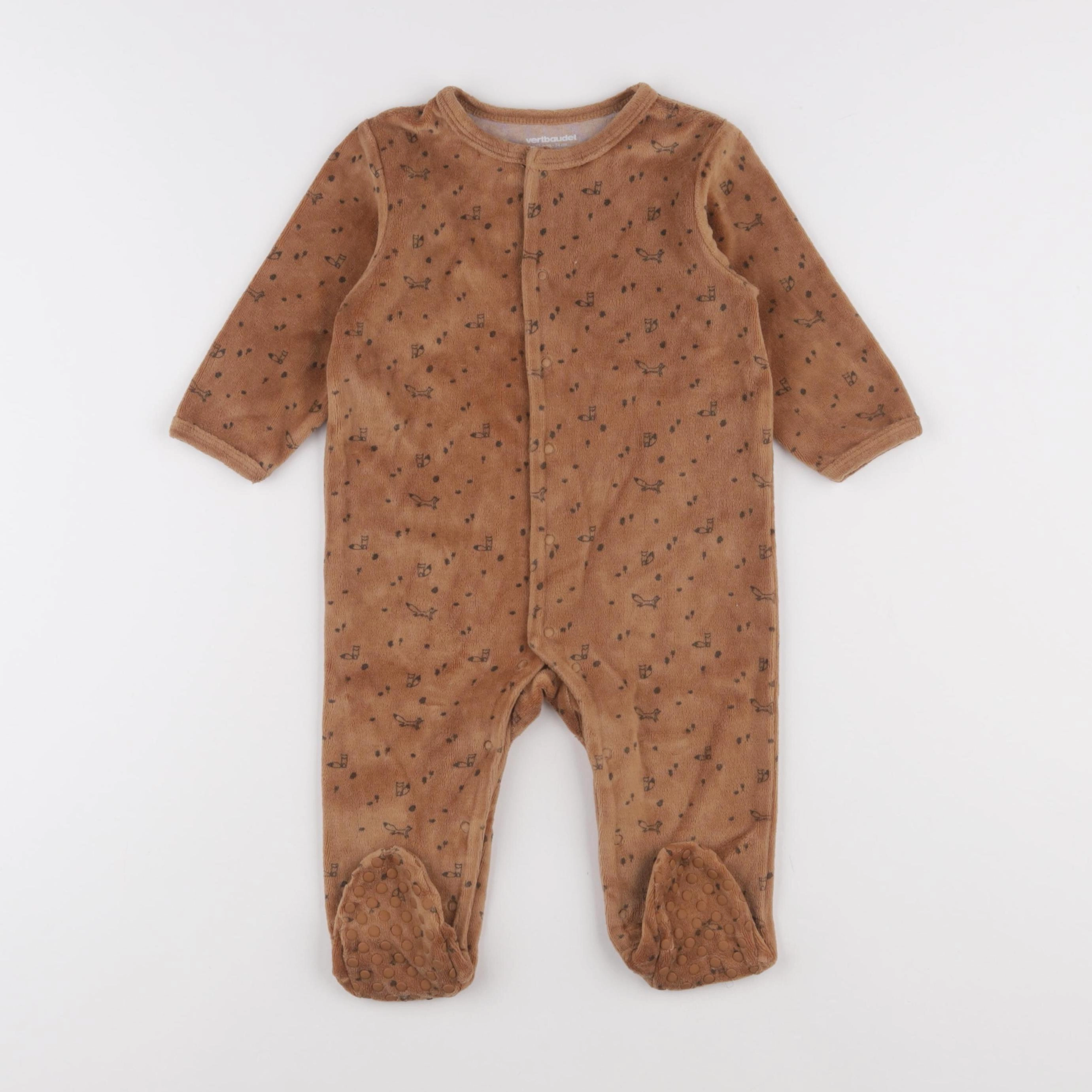 Vertbaudet - pyjama velours marron - 12 mois