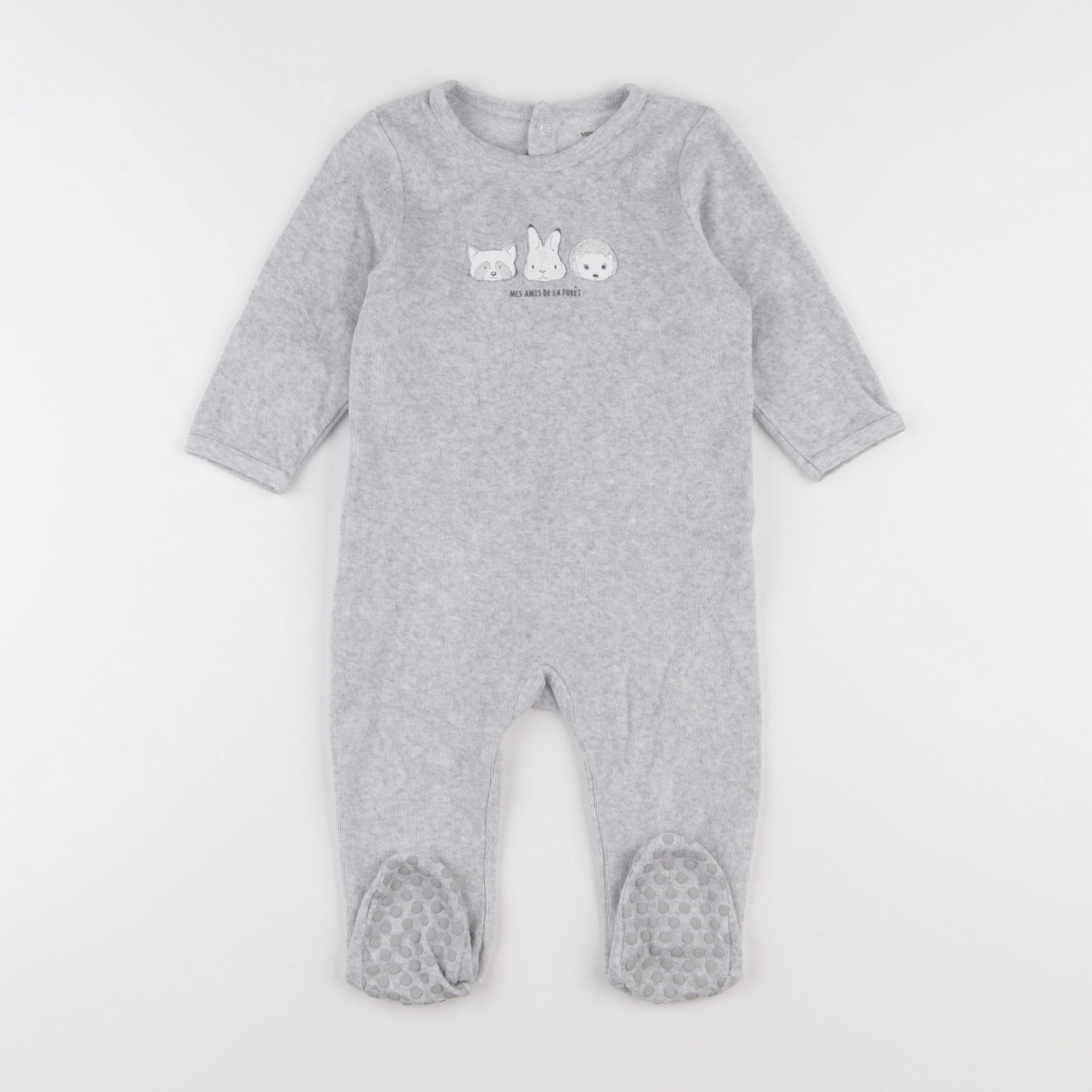 Vertbaudet - pyjama velours gris - 12 mois
