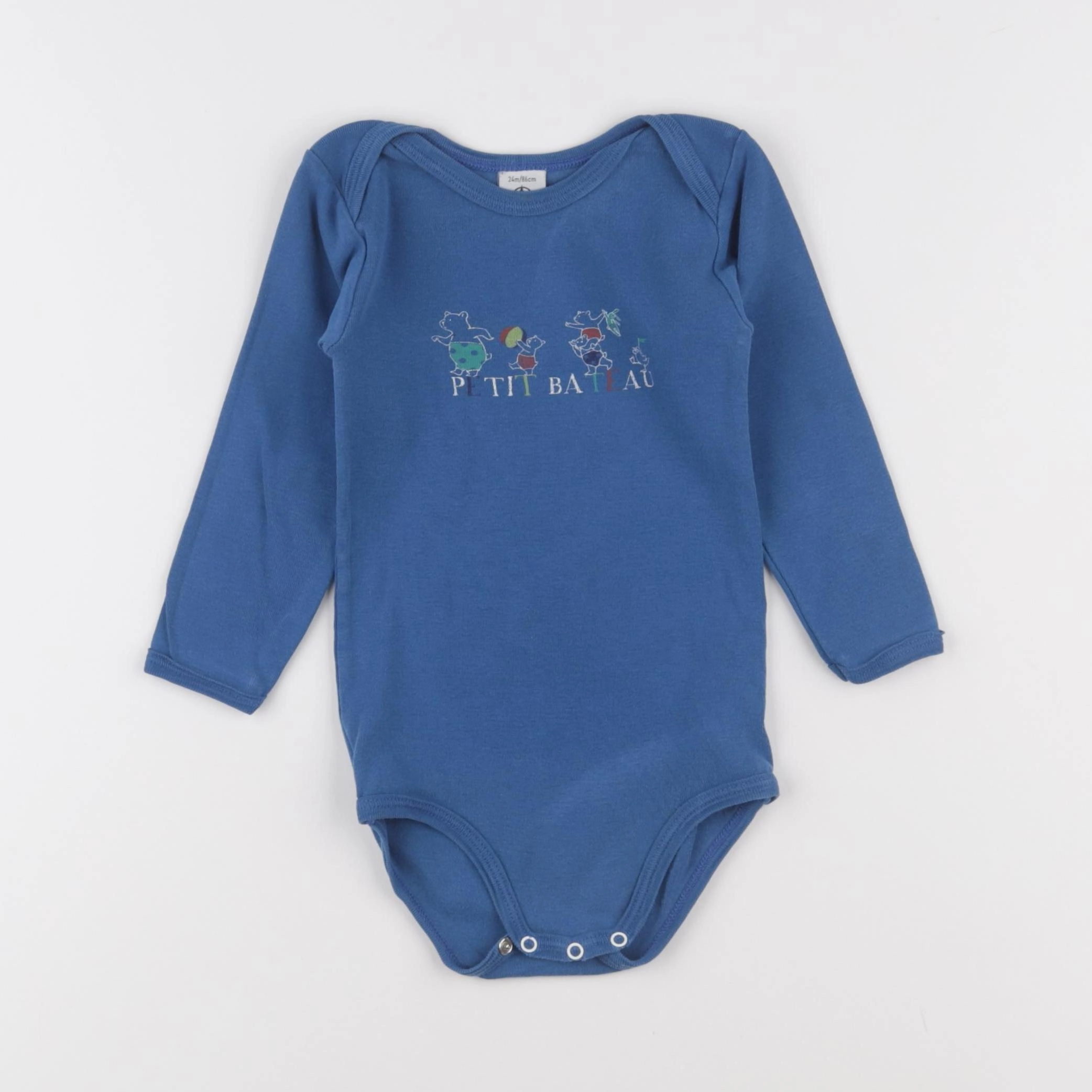 Petit Bateau - body bleu - 24 mois