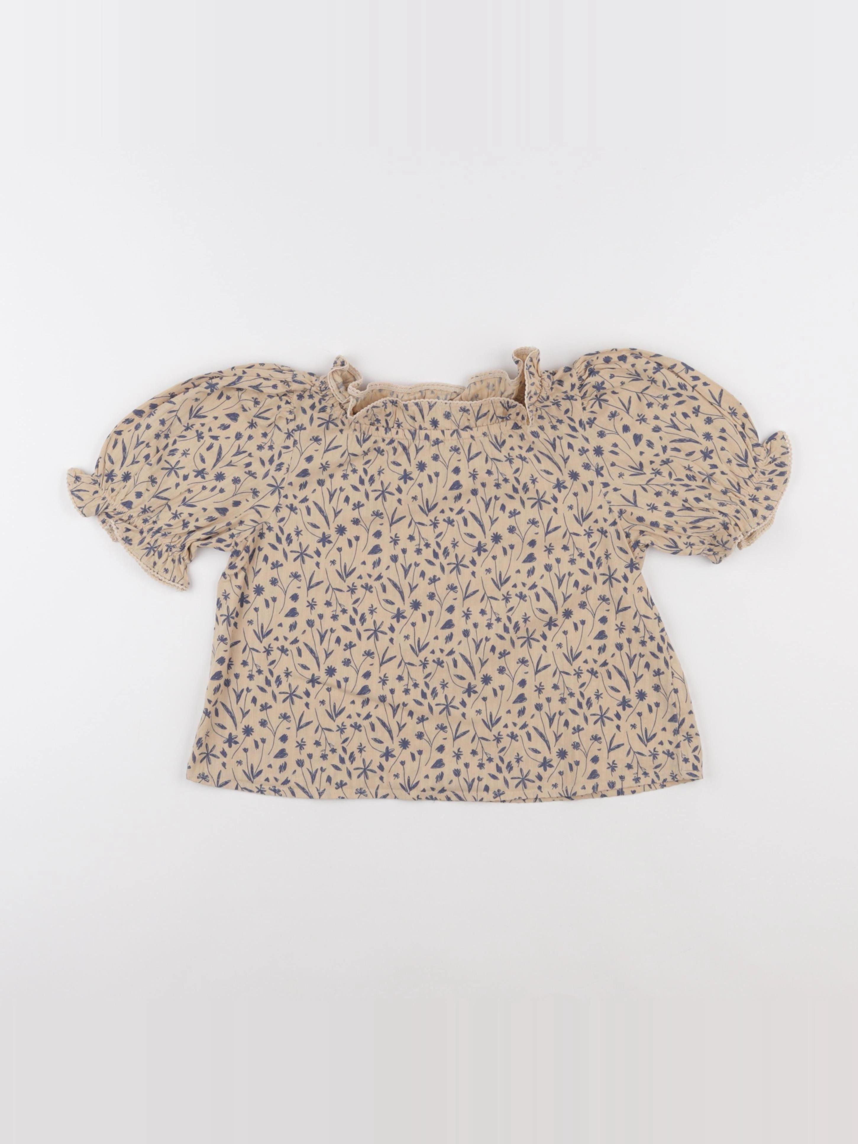 Monoprix - blouse beige, bleu - 5 ans