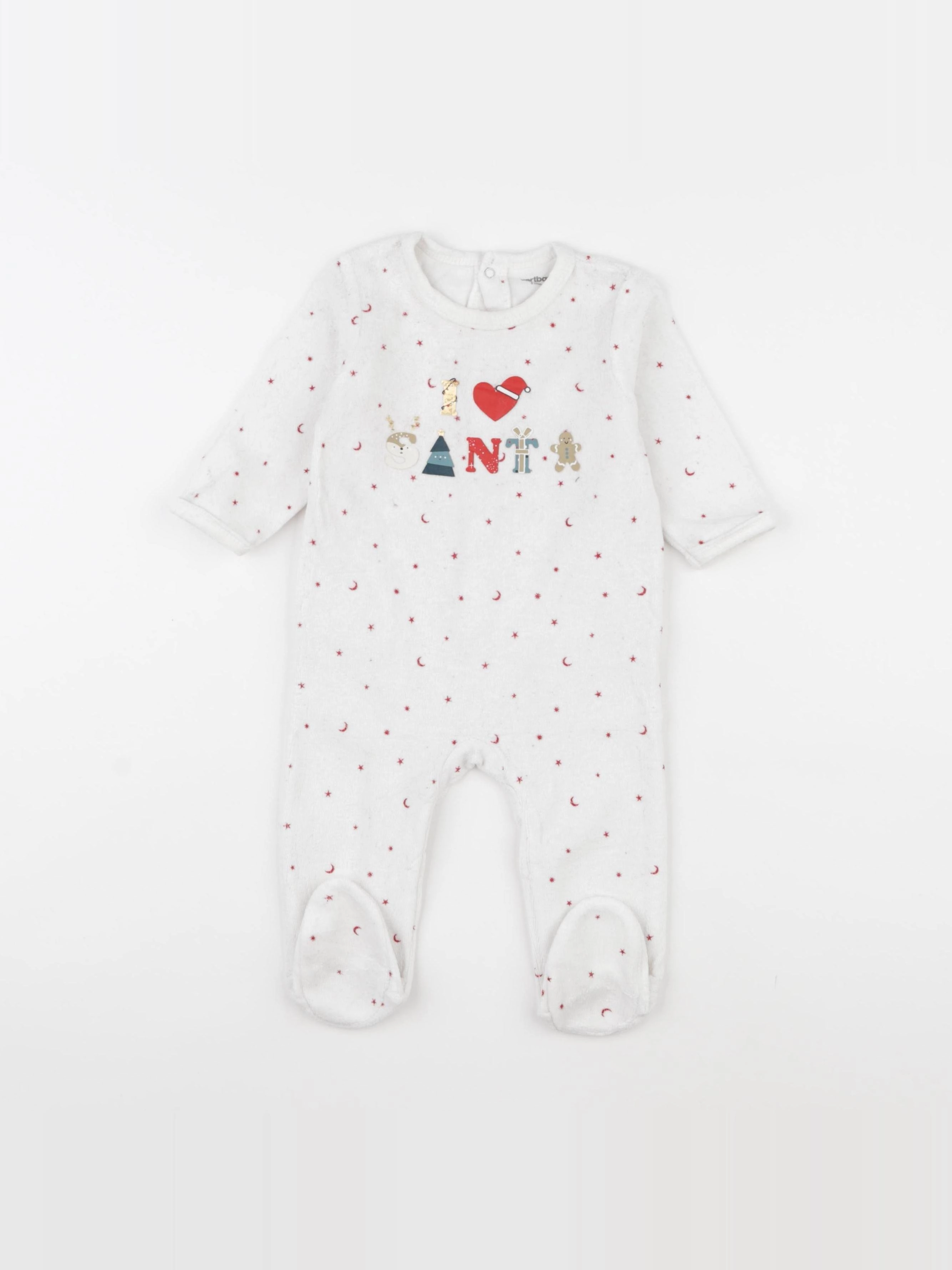 Vertbaudet - pyjama velours blanc - 6 mois
