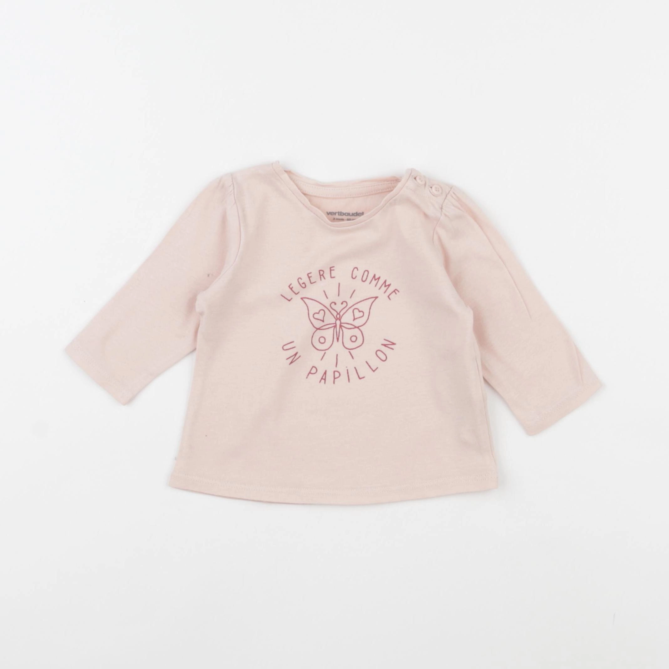 Vertbaudet - tee-shirt rose - 3 mois