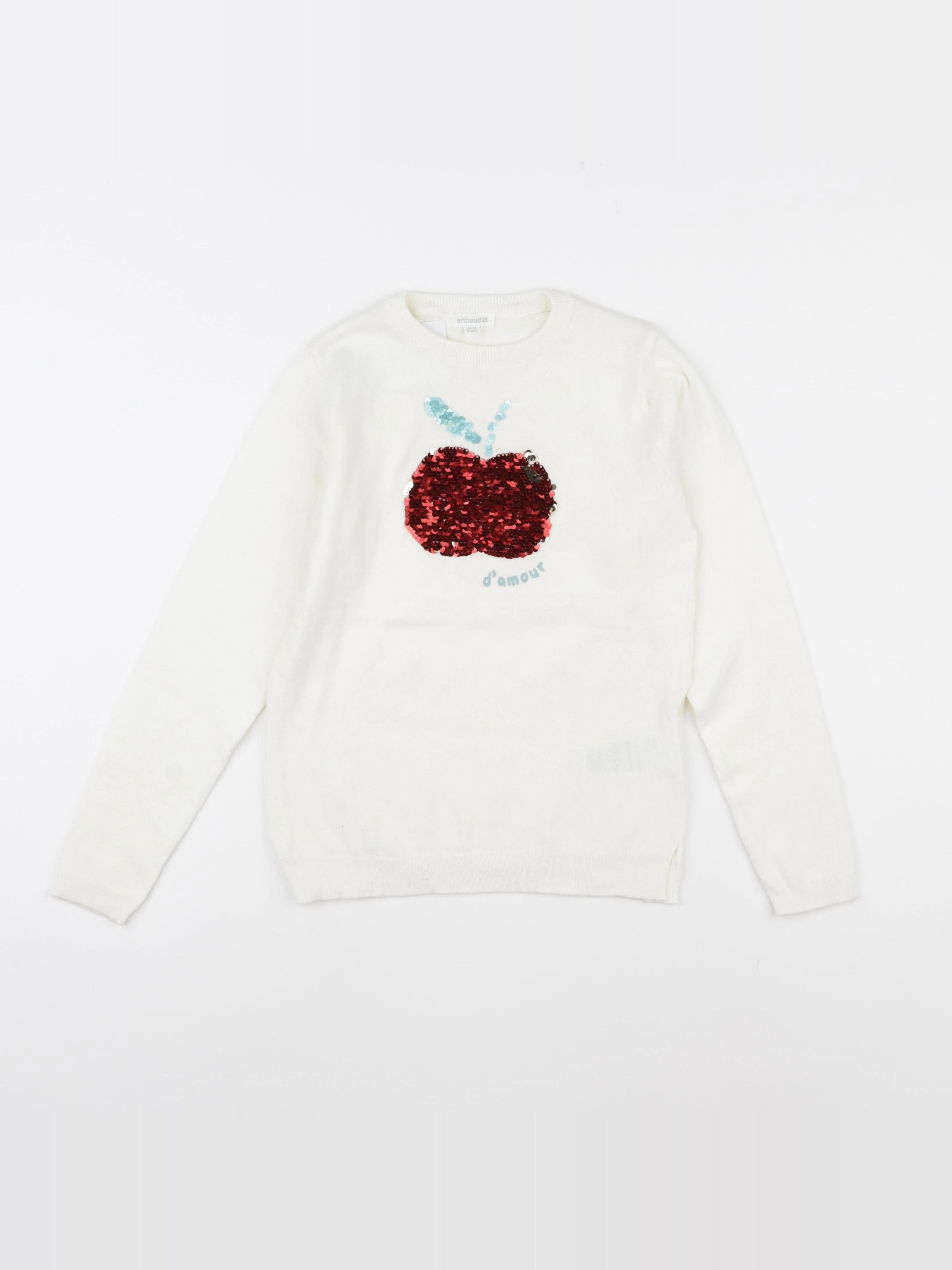 Vertbaudet - pull blanc - 8 ans
