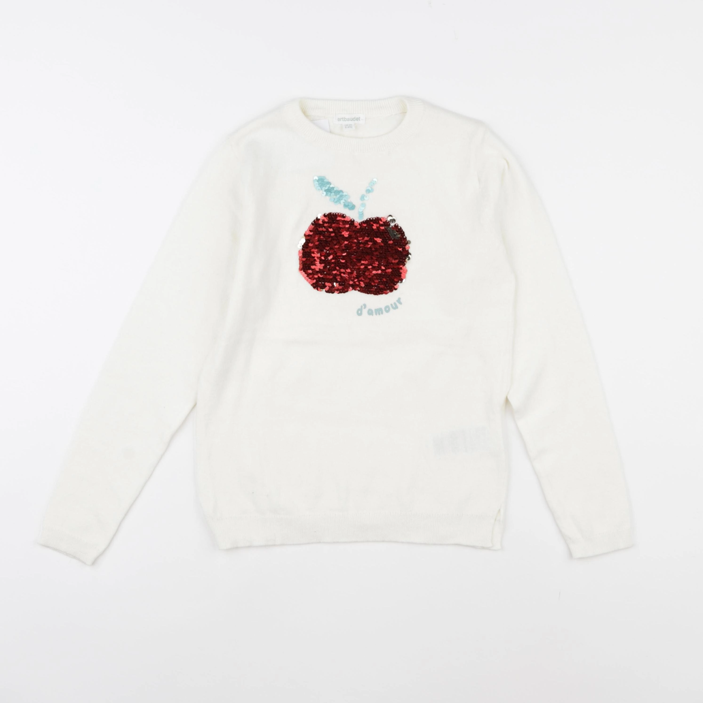 Vertbaudet - pull blanc - 8 ans