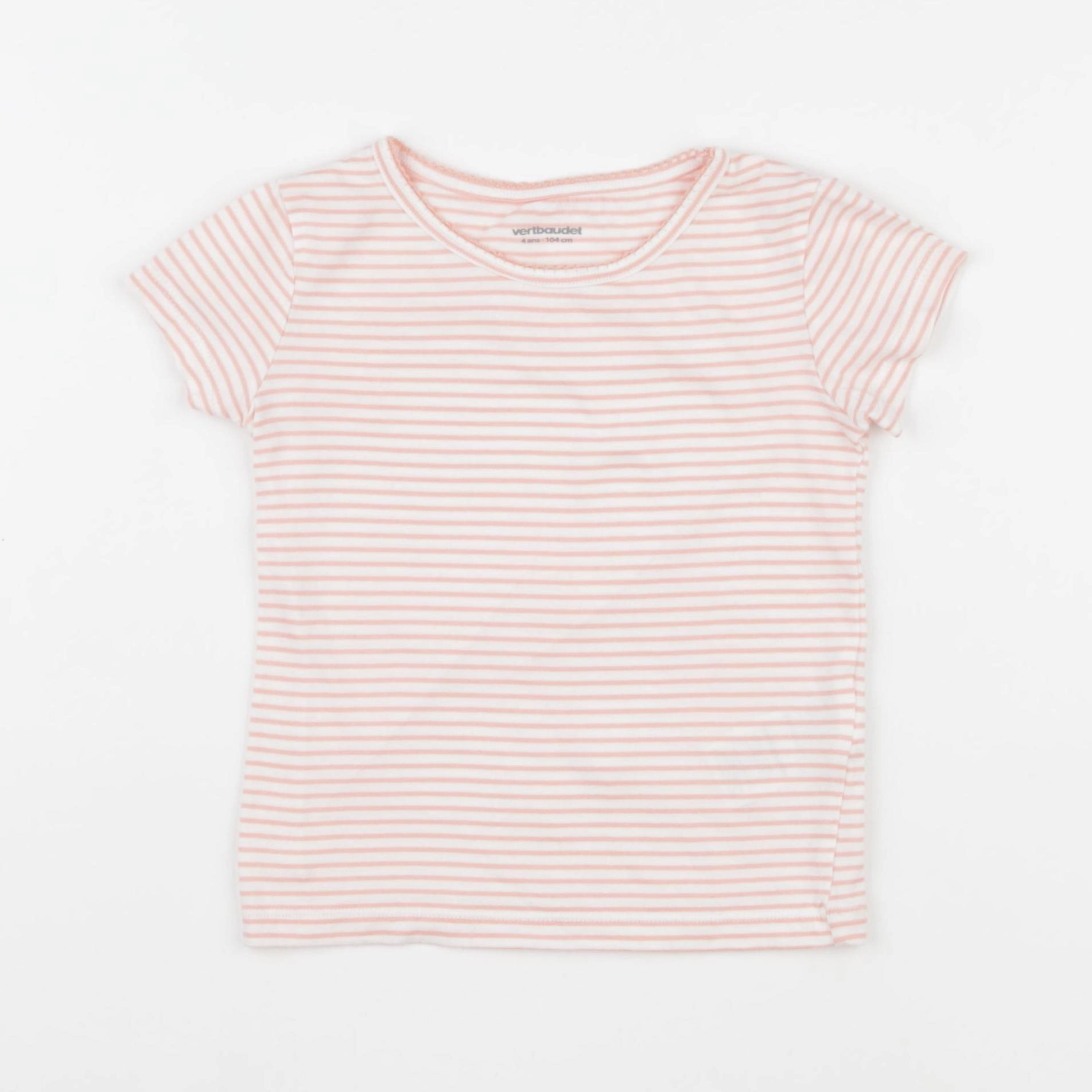 Vertbaudet - maillot de corps blanc, rose - 4 ans