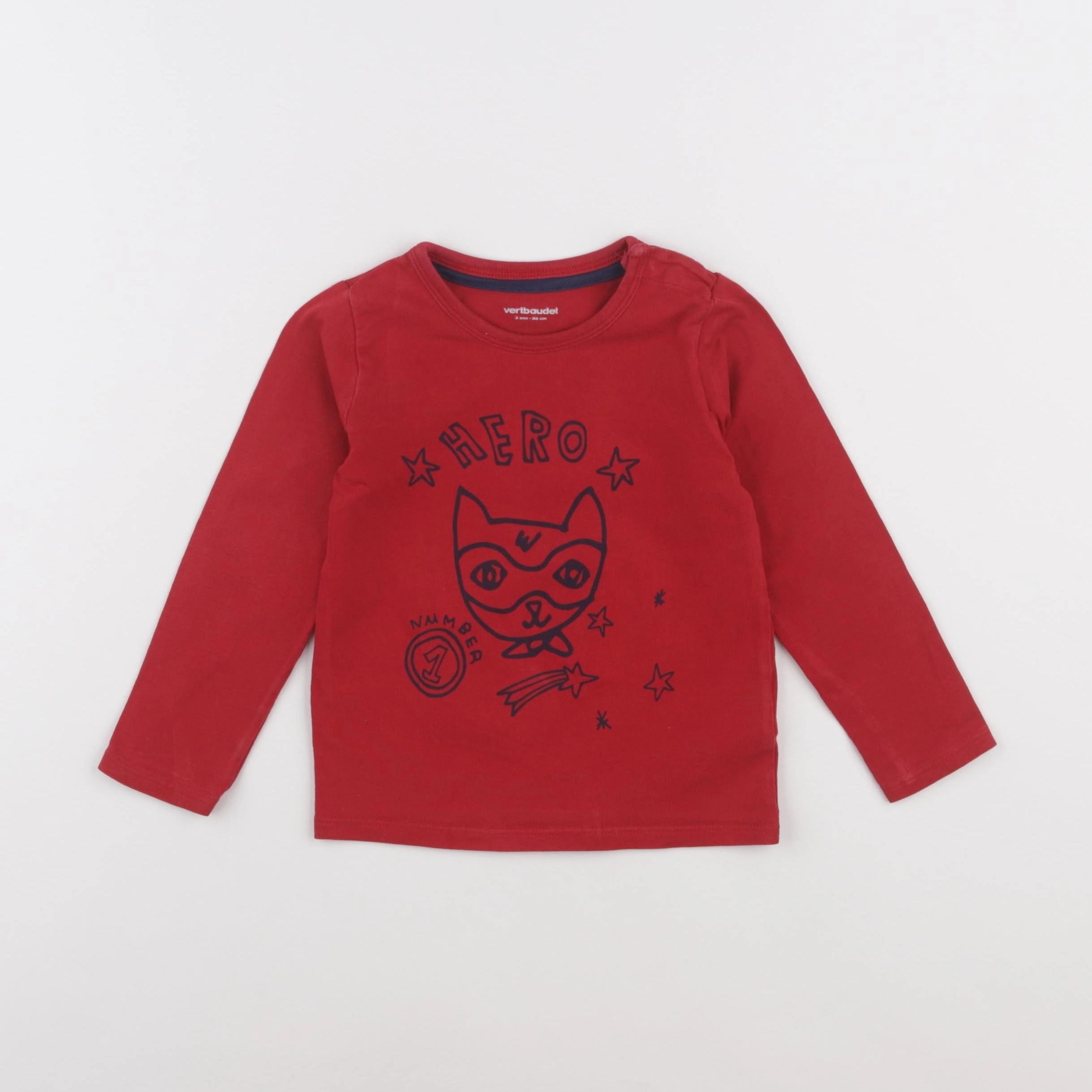 Vertbaudet - tee-shirt rouge - 2 ans