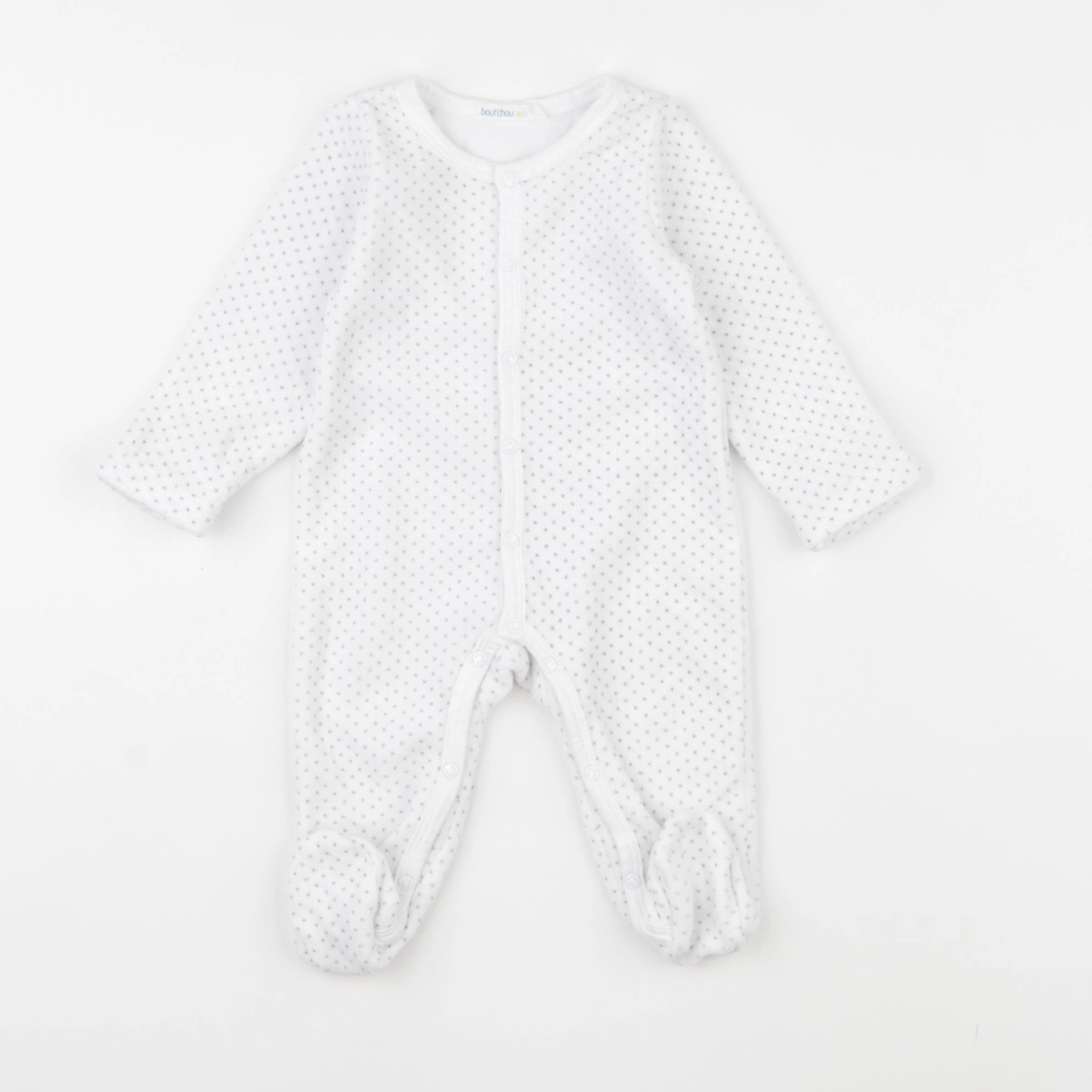 Boutchou - pyjama velours blanc, gris - 3 mois