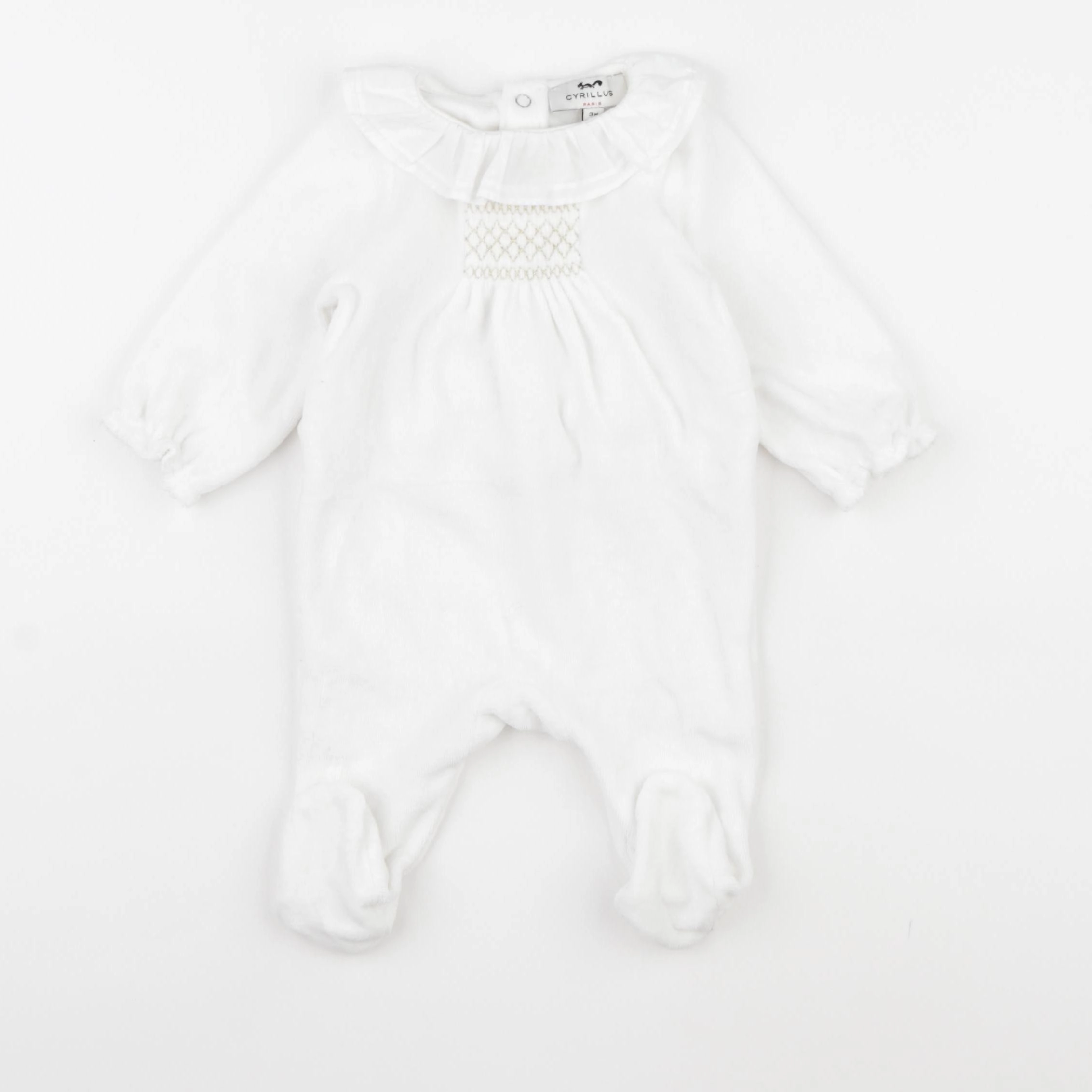 Cyrillus - pyjama velours blanc, or - 3 mois