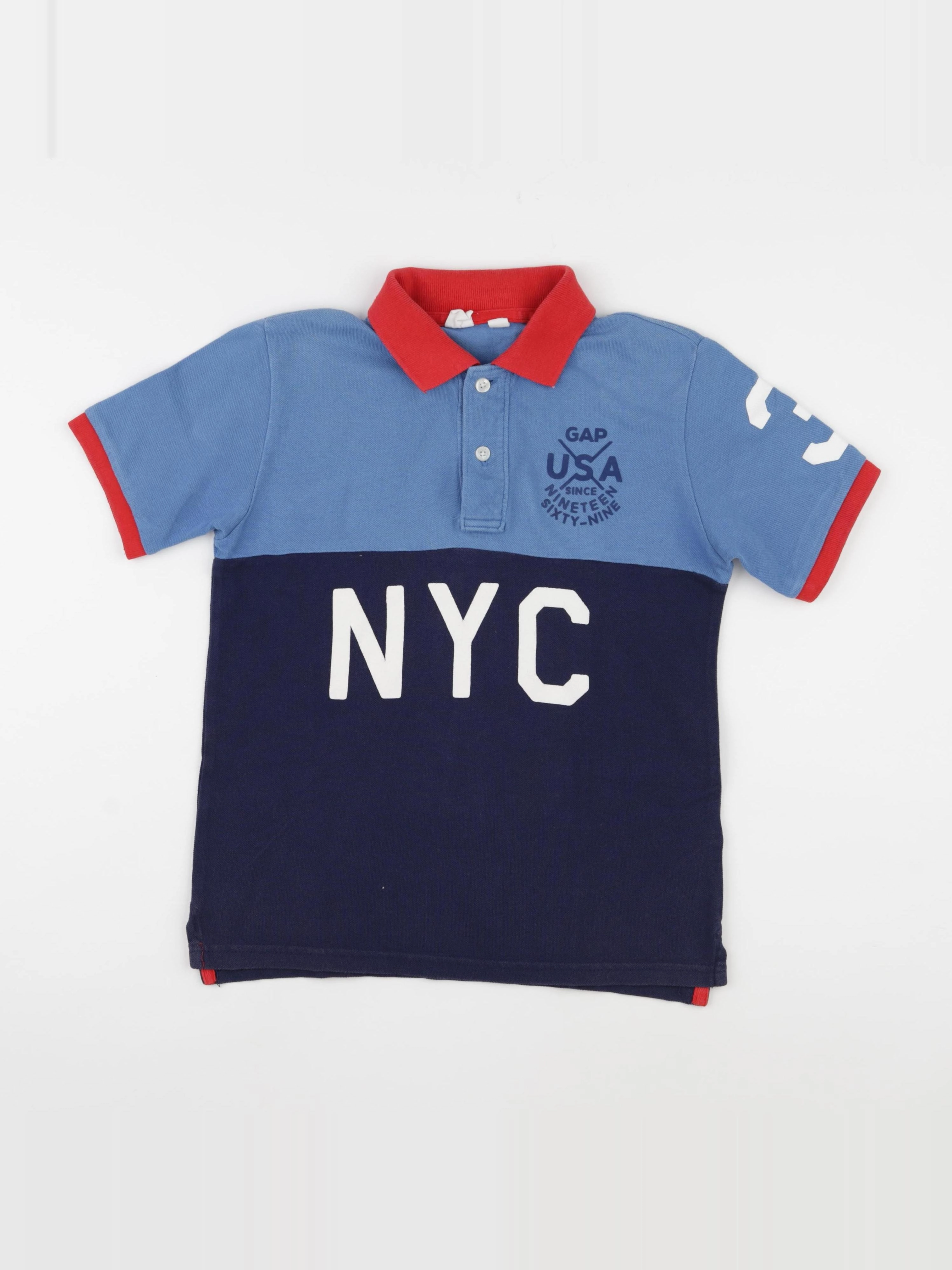 GAP - polo bleu - 8/9 ans