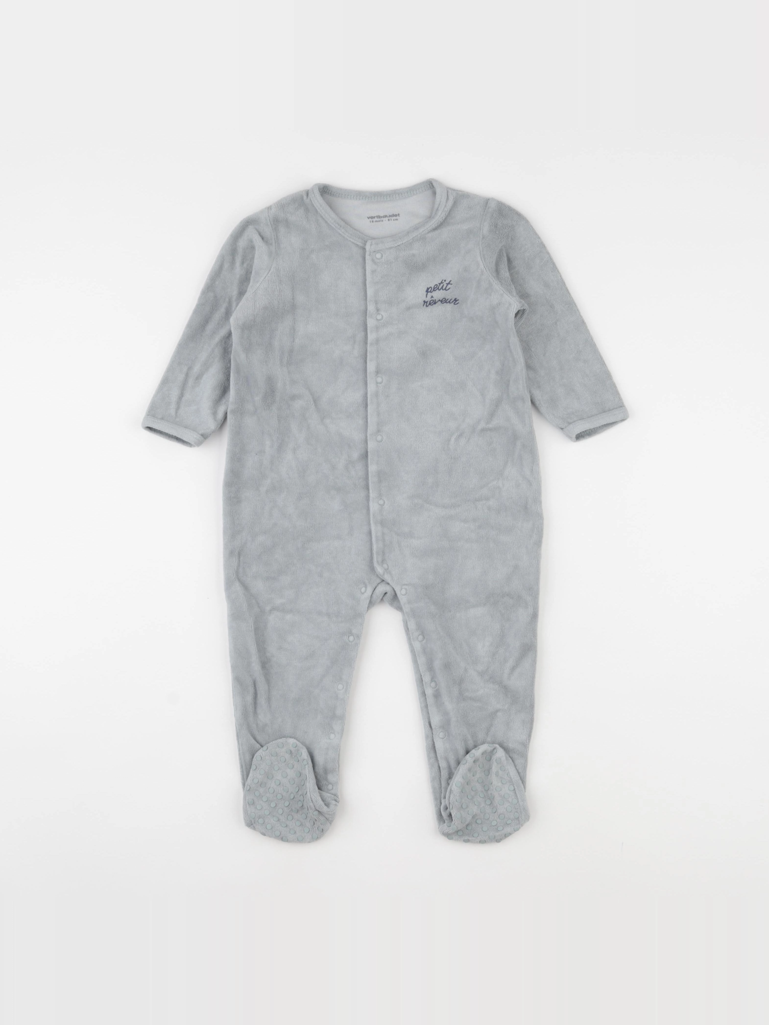 Vertbaudet - pyjama velours bleu - 18 mois