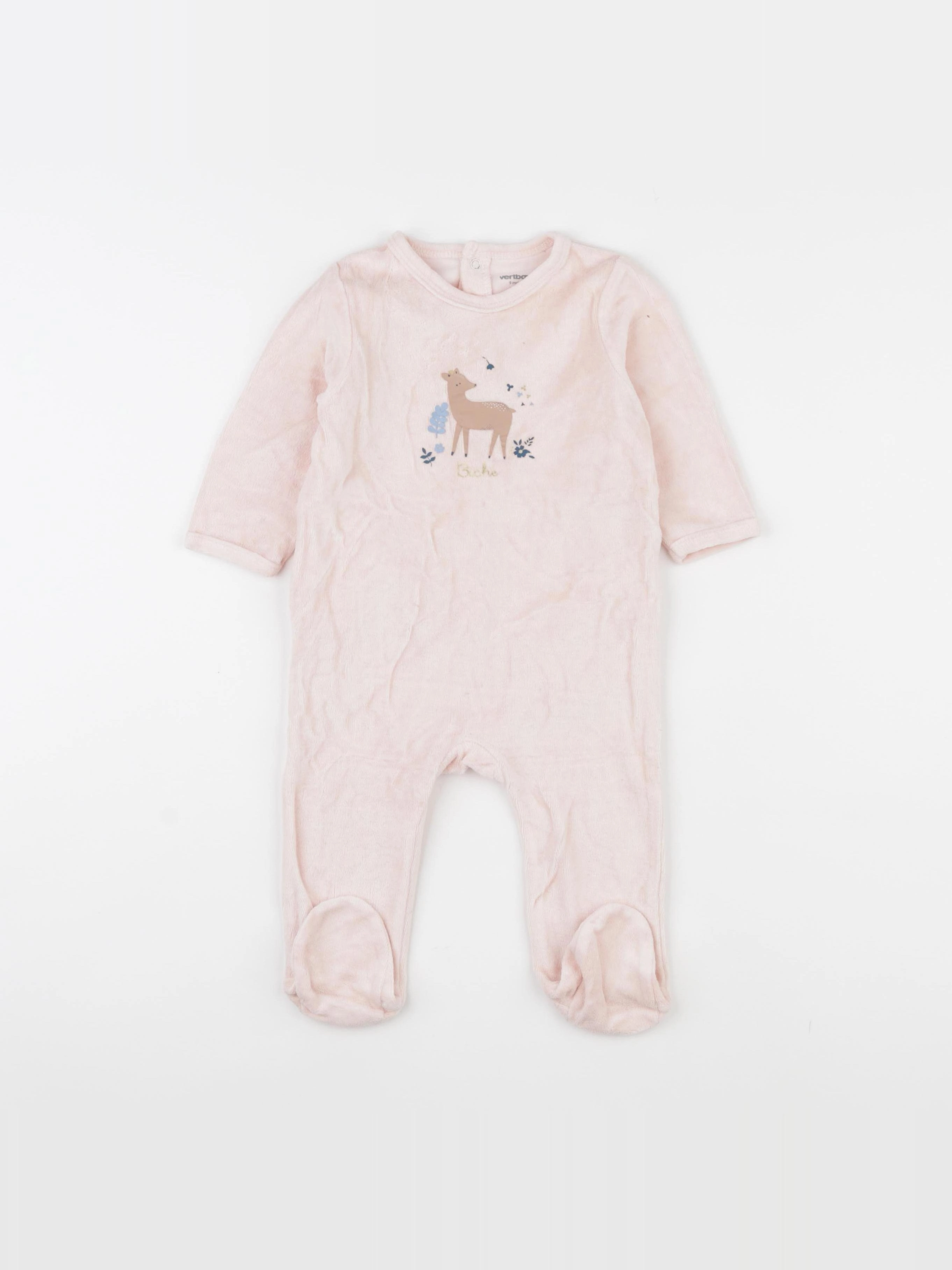 Vertbaudet - pyjama velours rose - 9 mois