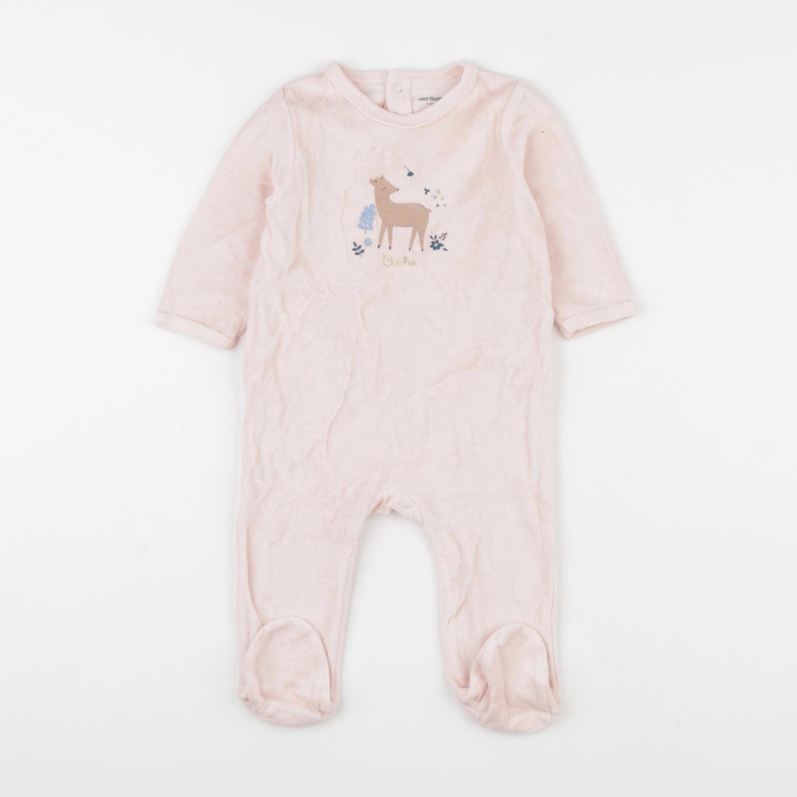 Vertbaudet - pyjama velours rose - 9 mois