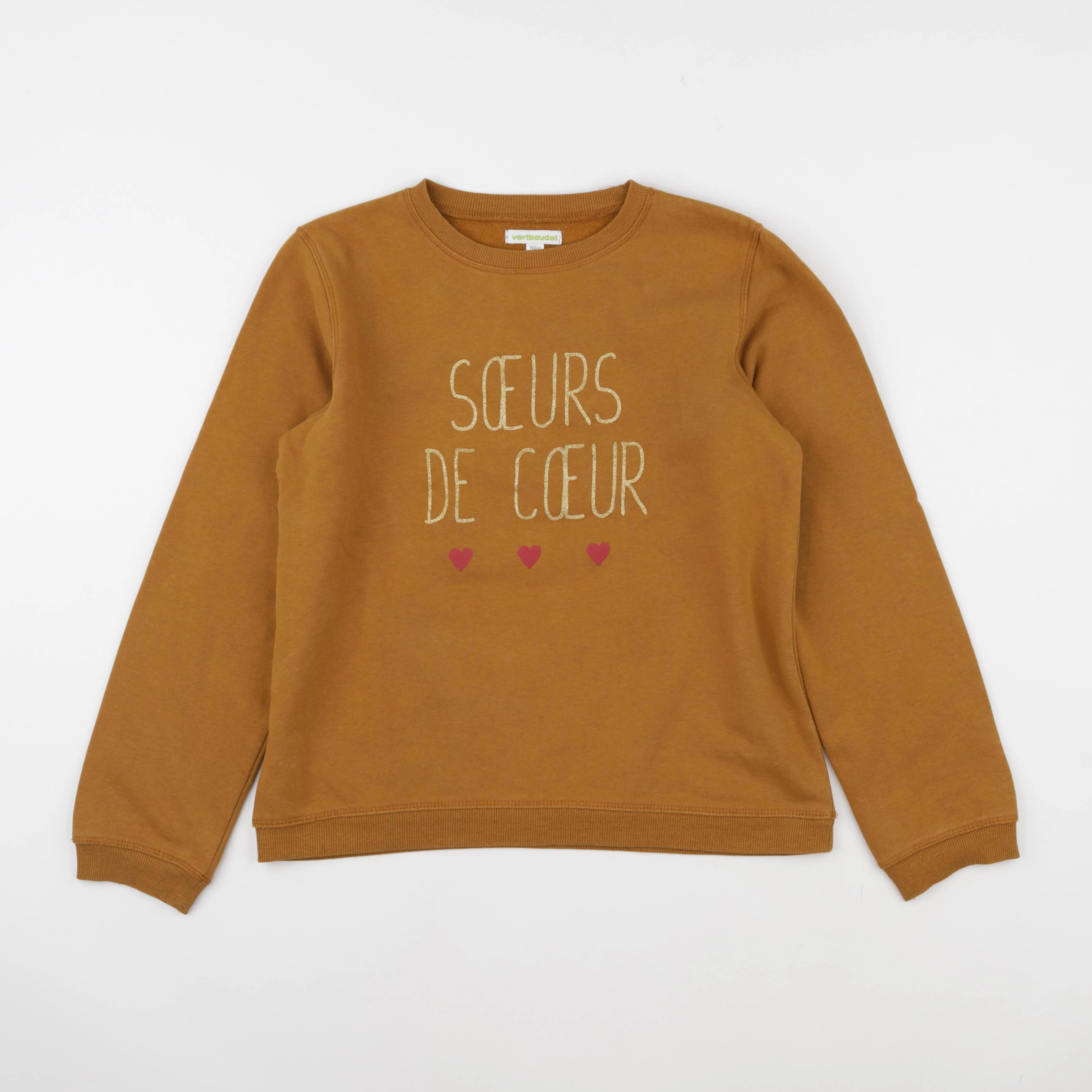 Vertbaudet - sweat marron, or - 12 ans