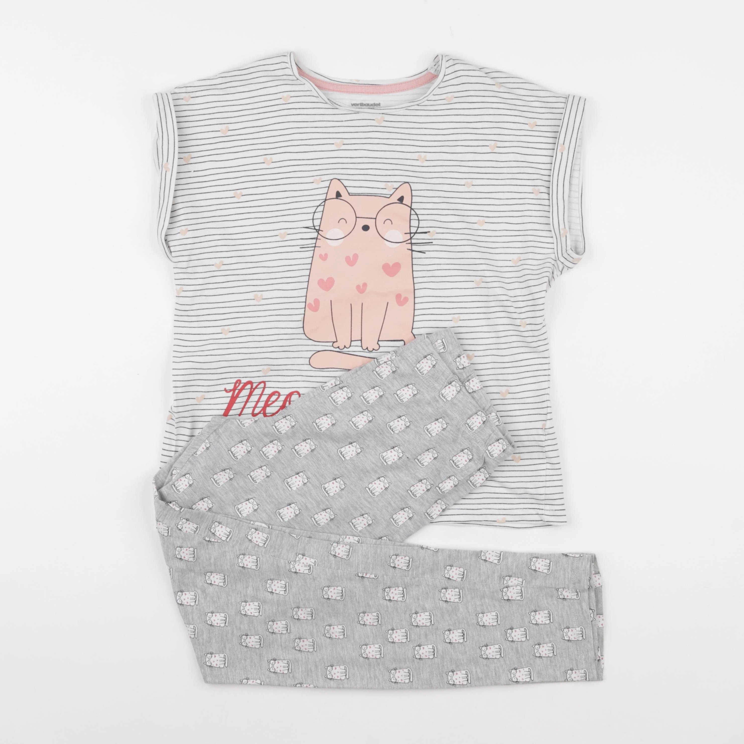 Vertbaudet - pyjama coton gris - 10 ans