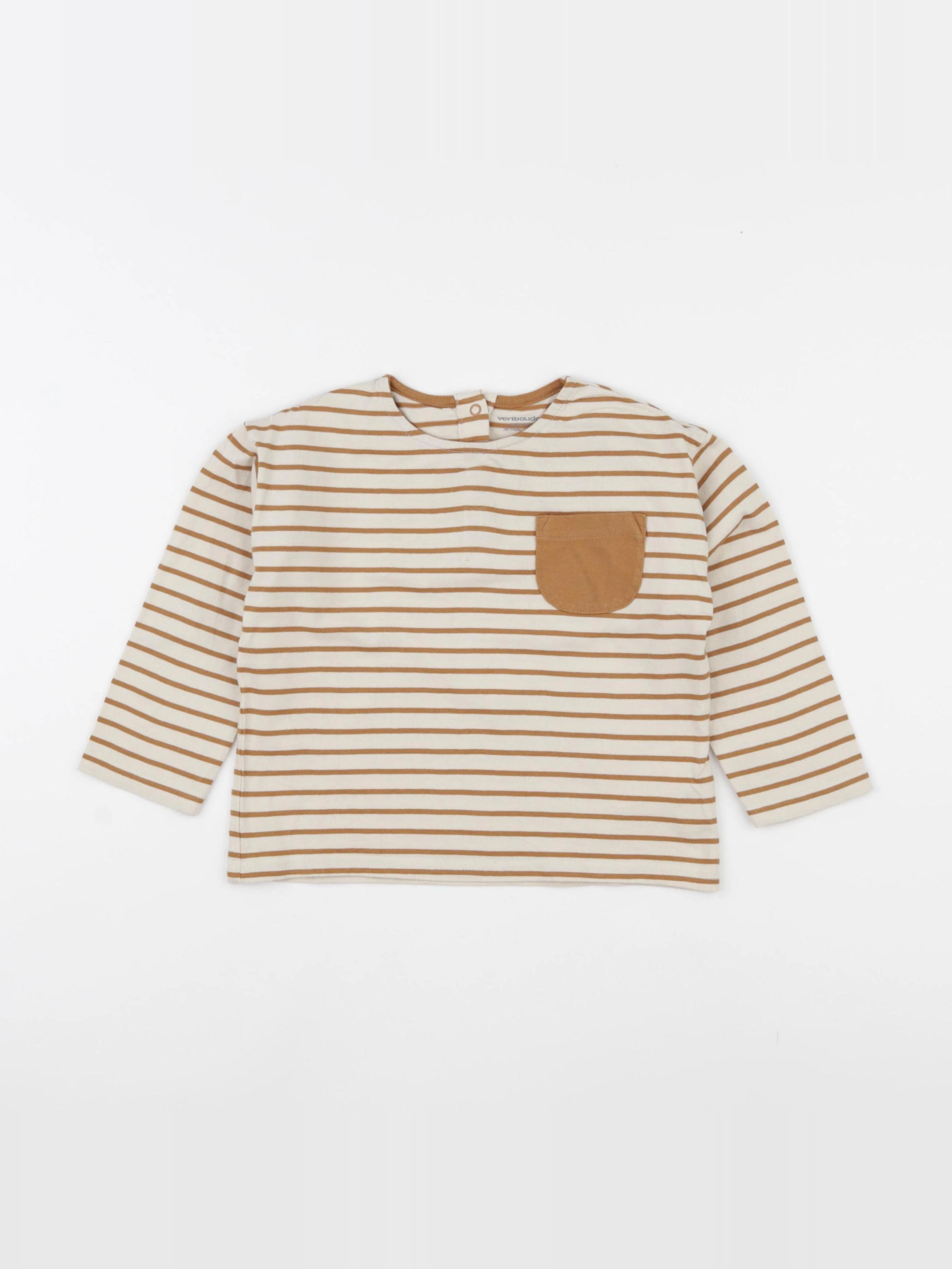 Vertbaudet - tee-shirt beige, marron - 36 mois