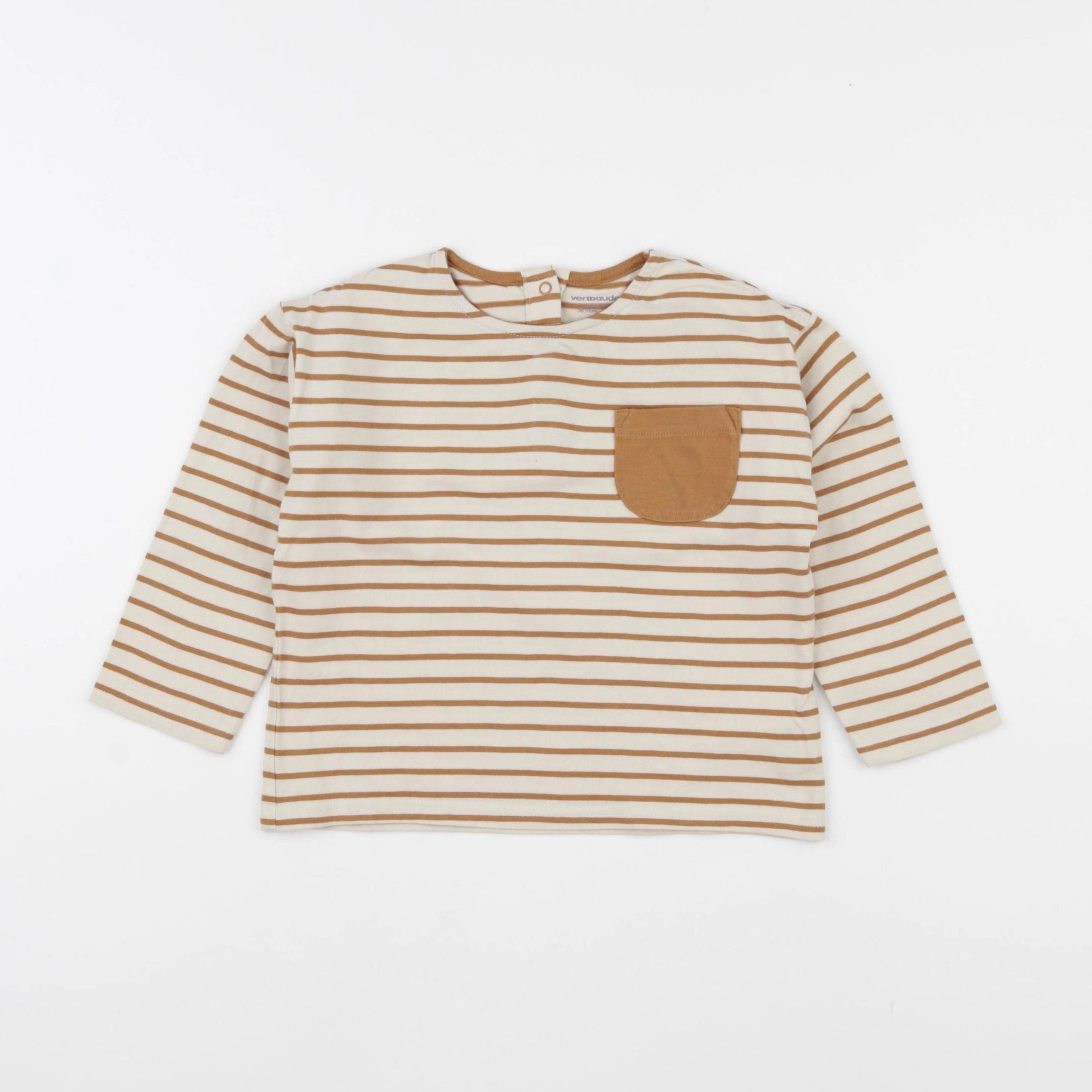Vertbaudet - tee-shirt beige, marron - 36 mois