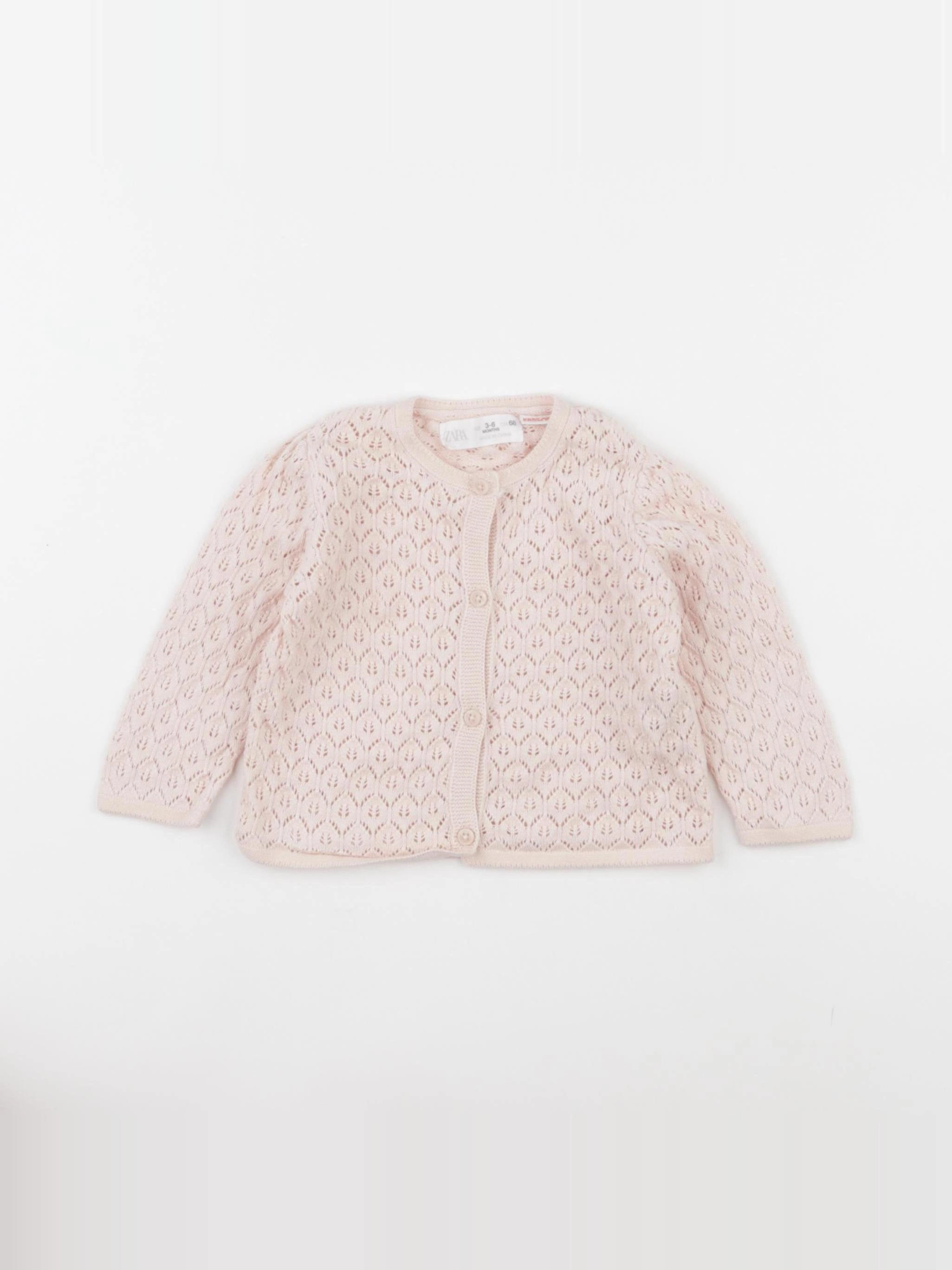 Zara - gilet rose - 3/6 mois